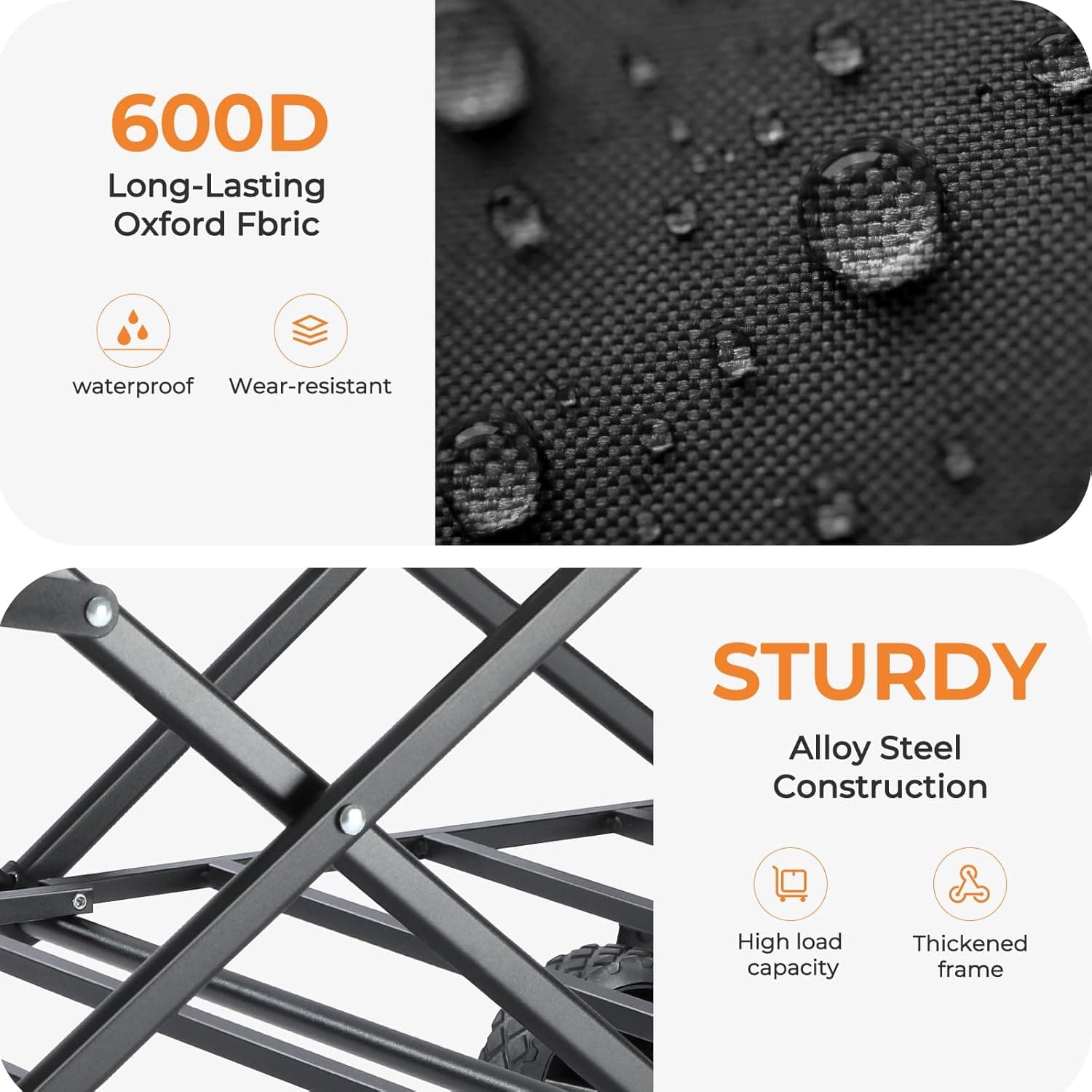 Collapsible Wagon 220 lbs, Heavy Duty Wagon Carts Foldable, Portable Wagons for Groceries, Beach Cart with All-Terrain Wheels & Drink Holders, Utility Wagon for Shopping, Sports, Camping, Black - Image 5