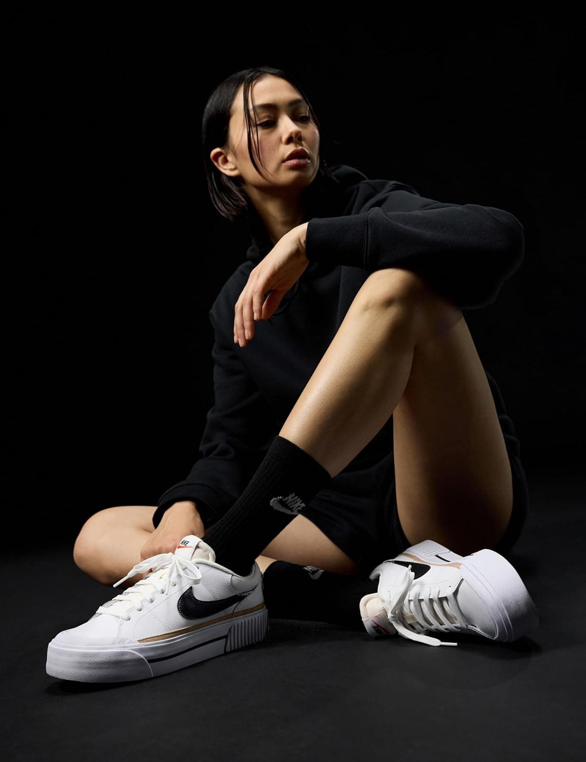 Nike Women's Court Legacy Lift Shoes 7 White/Black/Hemp/Team Orange - Image 3