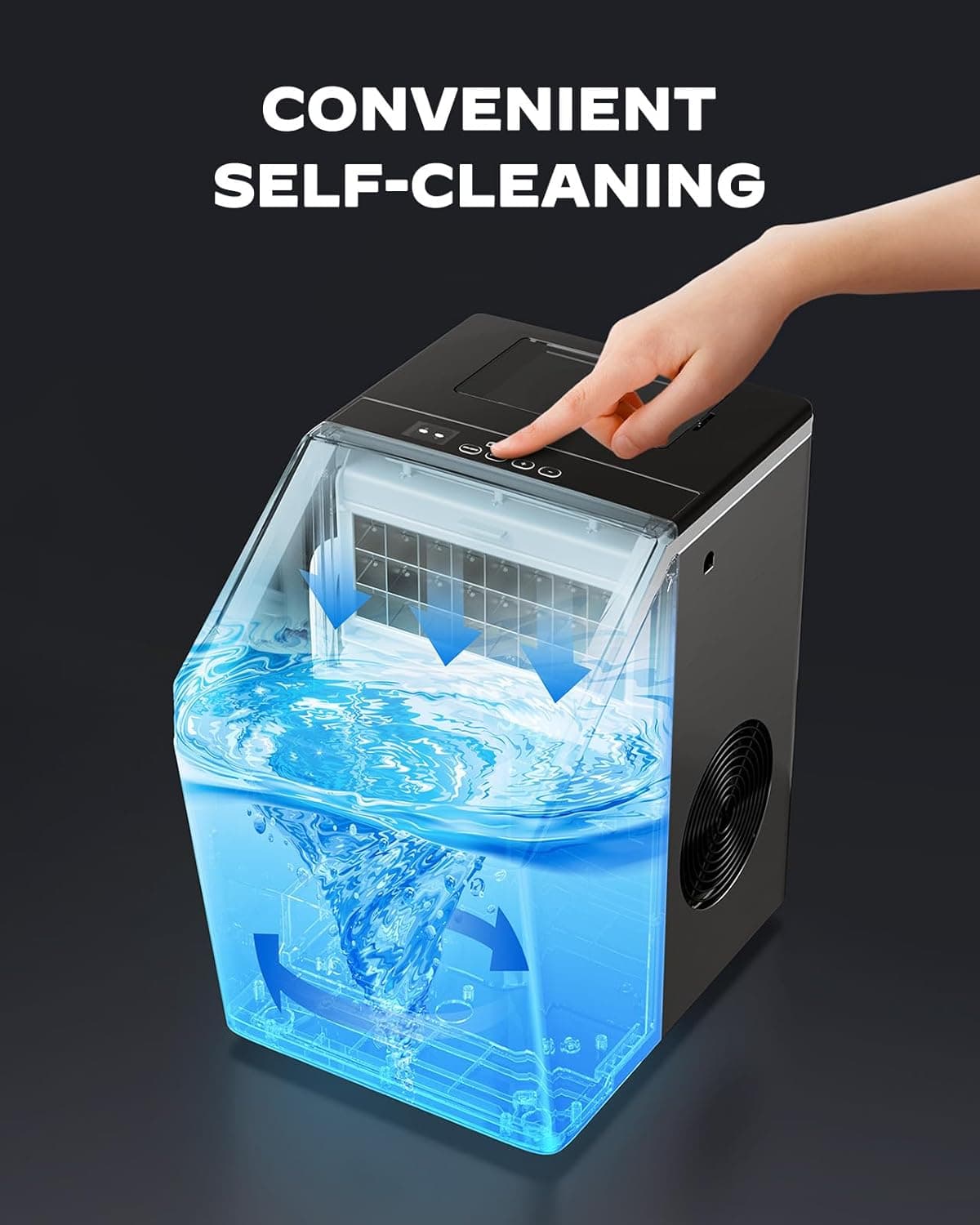 Silonn Ice Makers Countertop, 44lbs Per Day, 2 Ways to Add Water, Auto Self-Cleaning, Stainless Steel Ice Machine for Home Office Bar Party Stainless Steel 44lbs - Image 7