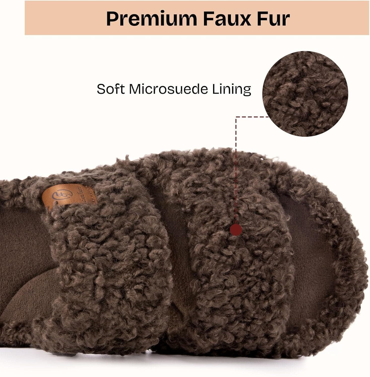 EverFoams Zapatillas de Casa para Mujer Abiertas y Peludas Suaves y Cómodas con Espuma de Memoria para Uso Interior 7-8 Elegante Mocha - Image 5