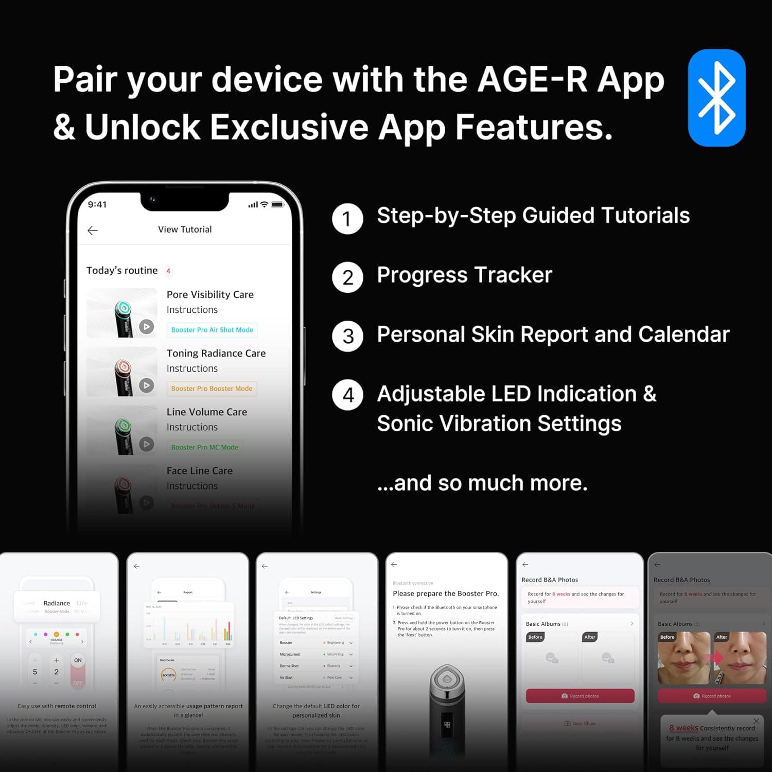 medicube Age-R Booster Pro | 6-in-1 Real Glass Glow Beauty Massager | Looking Glass Skin | Korean Skin Care Black - Image 9