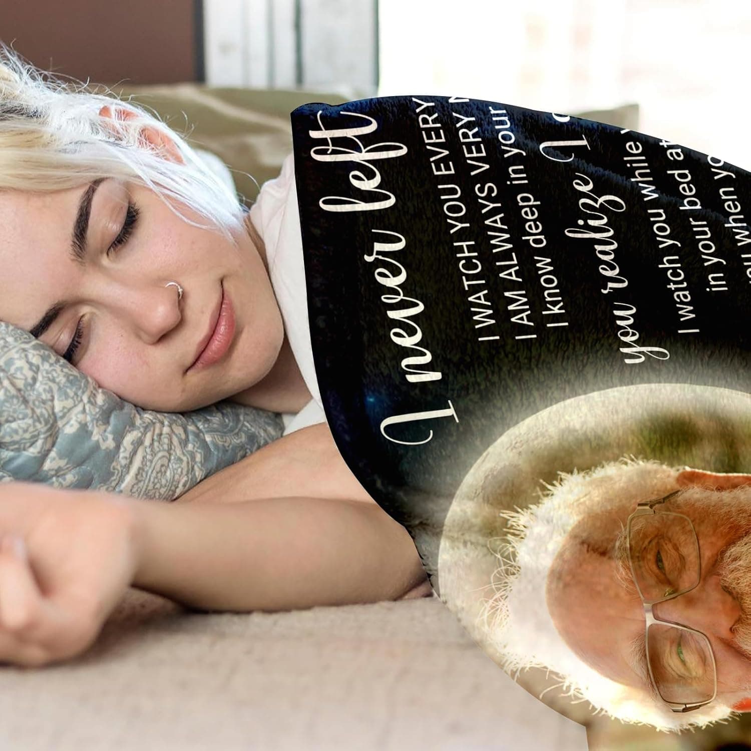 Ship Next Day, Custom Memorial Blanket with Photos for Loss of Loved One - Printed in USA Loving Memory Personalized Sympathy Blanket for Loss of Dad Mom Husband Wife Family Friend Pet in Memory Gifts Style 06 - Image 7