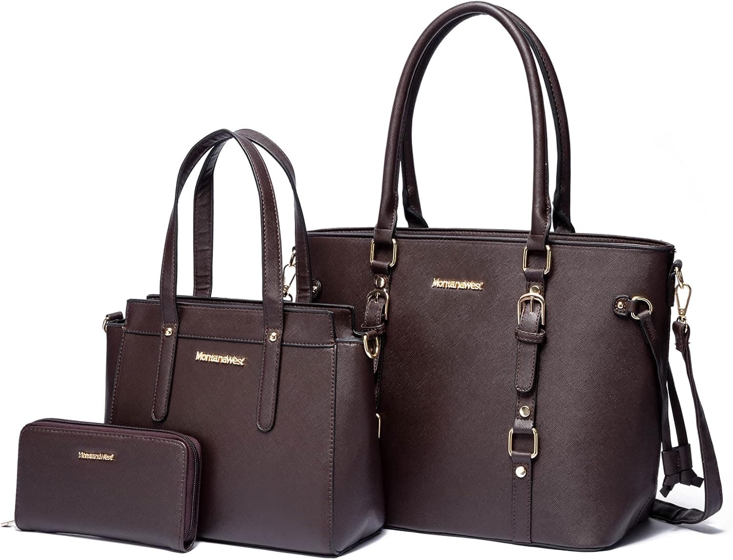 Montana West 3PCS Purses for Women Tote Bag and Wallet Set Shoulder Satchel Handbags *Coffee - Image 2