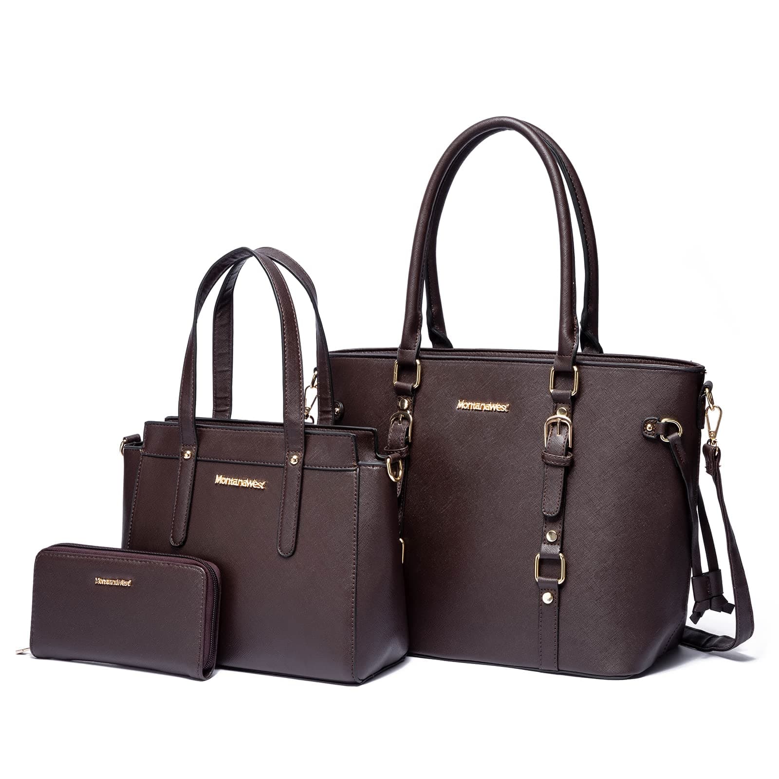 Montana West 3PCS Purses for Women Tote Bag and Wallet Set Shoulder Satchel Handbags *Coffee