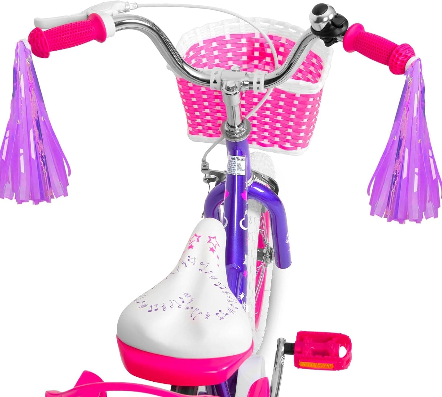 WEIZE Girls Bike for 3-12 Years Old Kids, 14 16 20 Inch Kids Bike with Training Wheels, Streamers, Basket and Doll Seat, Children Bicycles with Coaster Brake, Multiple Colors Purple 14 Inch With Training Wheels - Image 6