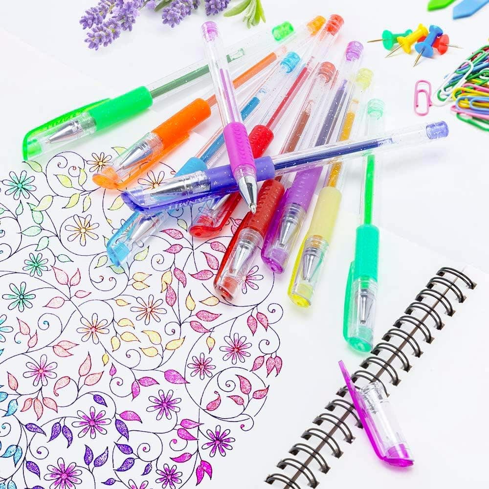 TANMIT 彩色笔，36 色彩色笔套装，适合成人涂色书，带有 40% 更多墨水的彩色胶水笔，非常适合成人涂鸦、剪贴簿和绘画 - Image 6