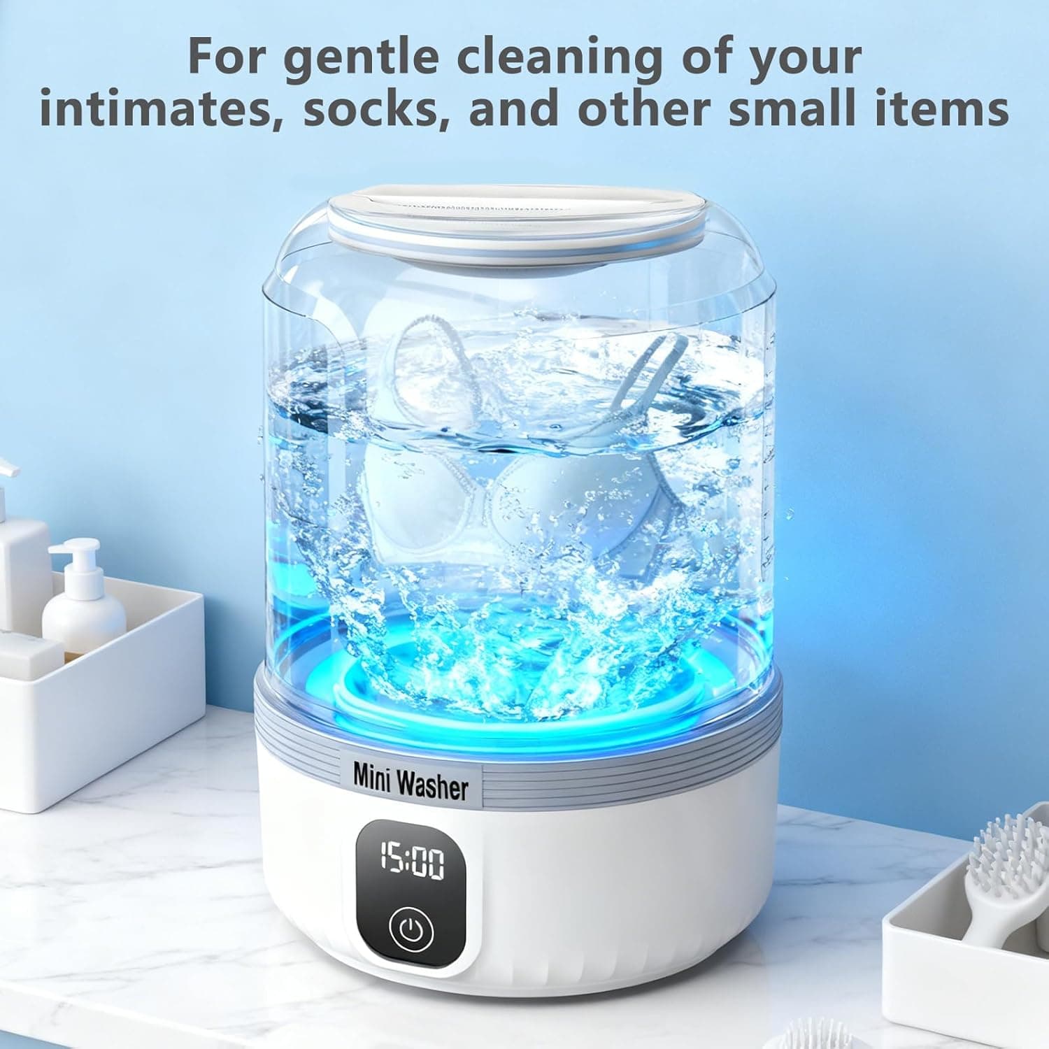 Underwear Washing Machine,Upgrade Mini Washer Deeply Cleans Small Laundry Items, Socks, Underwear, Baby Clothes,Portable Washing Machine is Suitable for, Apartments, Hotels, Travel, And Camping White - Image 5