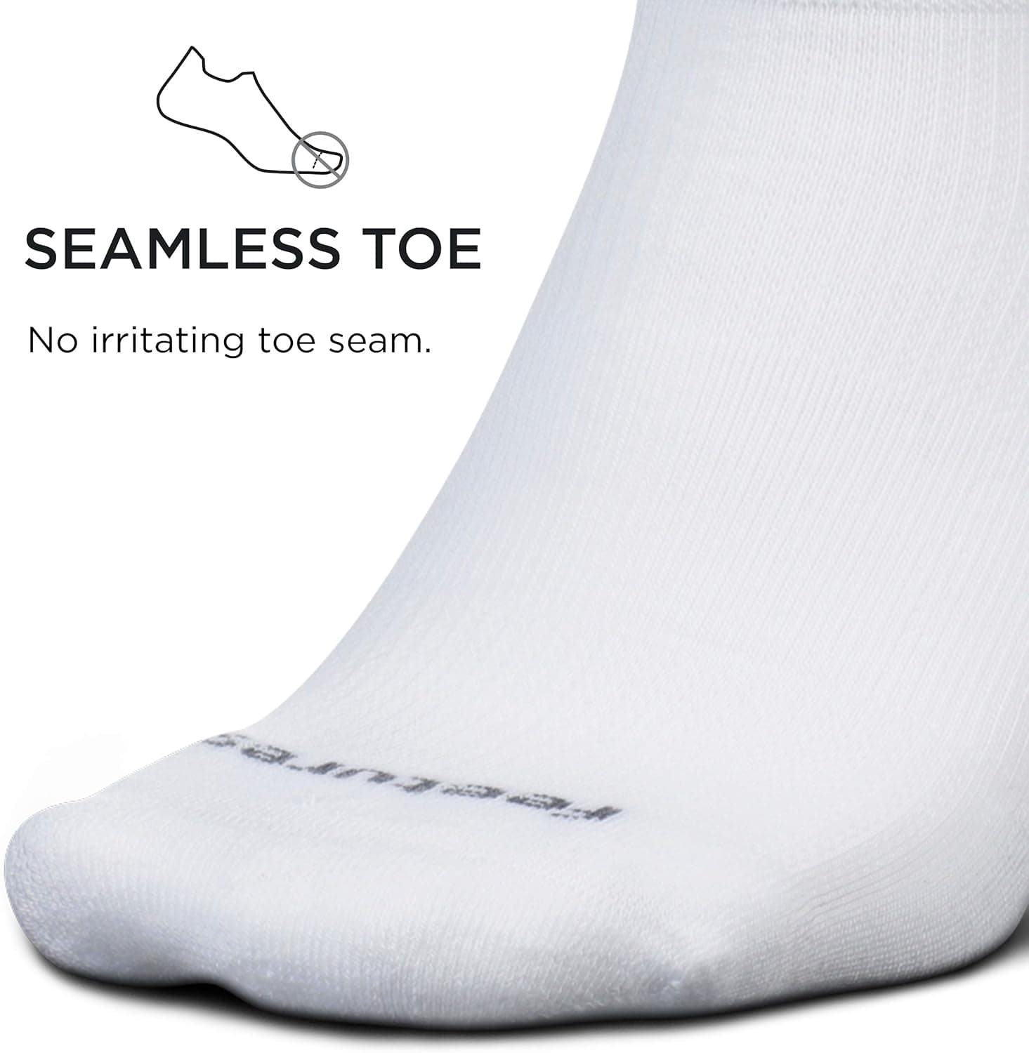 Feetures Therapeutic Max Cushion Quarter Sock - Non-Binding Diabetic Socks - (1 Pair) Large White - Image 5