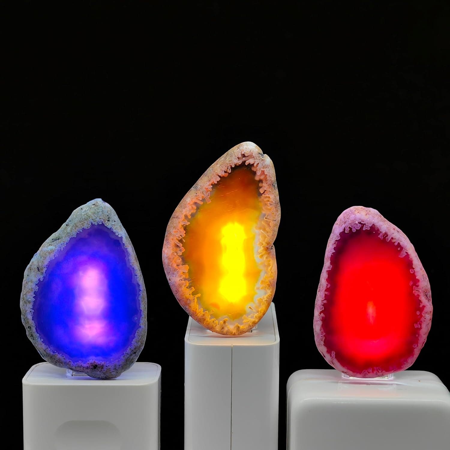Agate Crystal USB Night Light - Unique Home Decor Hallway Lamp with Crystal Design - Perfect Nightlight for Toilet, Kitchen, and Bedroom (purple agate) - Image 3