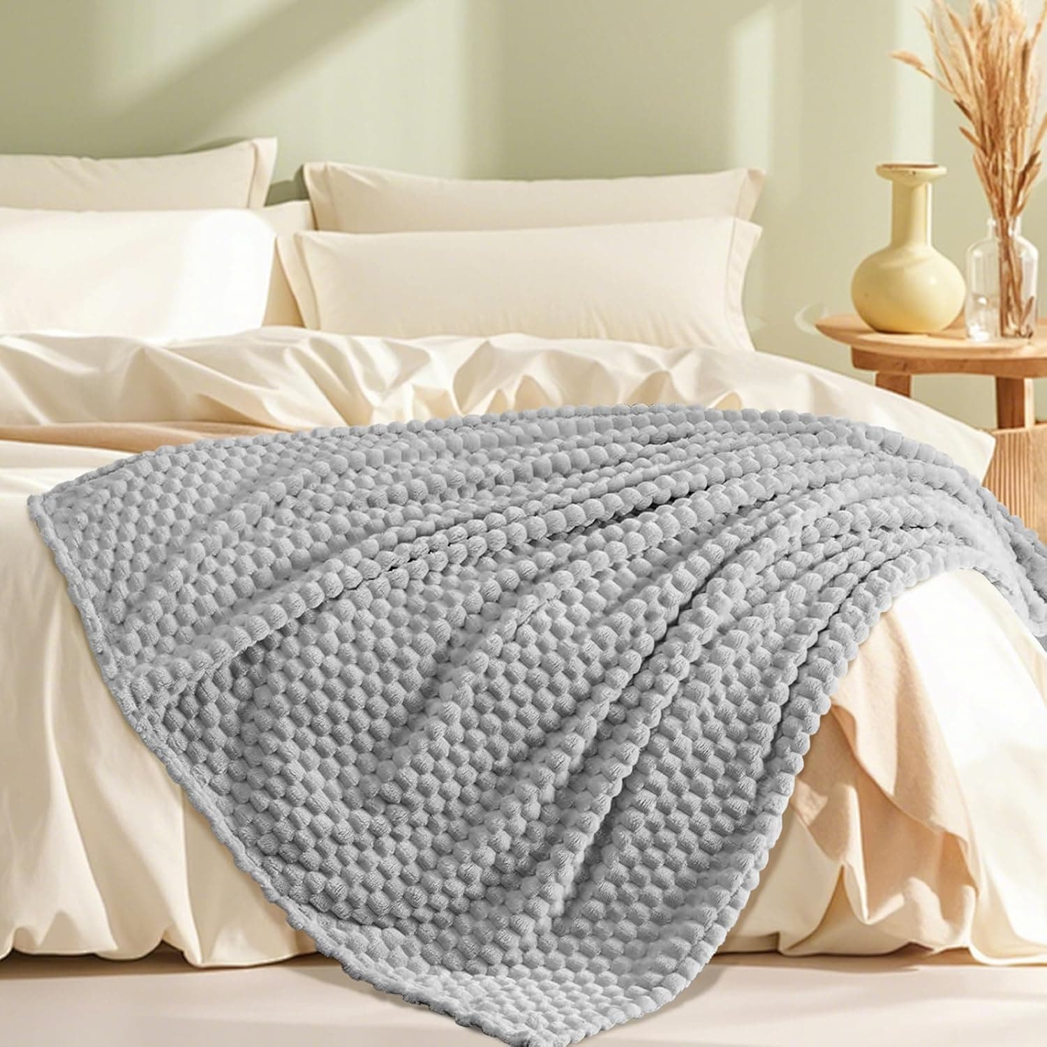 6 Pcs Flannel Throw Blanket Bulk 50 x 60 Inch - 240 GSM Turtle Velvet Jacquard Decorative Blankets Soft Lightweight Bed Throw for Sofa Pet Bed Party Outdoor Wedding Ideas Donation Homeless Gifts, Gray - Image 8