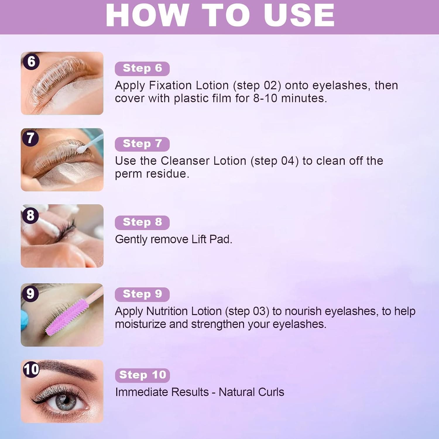 Lash Lift Kit, Eyelash Perm Kit, 5 Sets Lash Perm Kit Eyelash Lift Kit, Eyebrow Lamination Madaling Gamitin para sa Mga Nagsisimula, Propesyonal na Eyelash Curling Lash Extension Set, Home Achieve Semi-Permanent Curling - Image 7