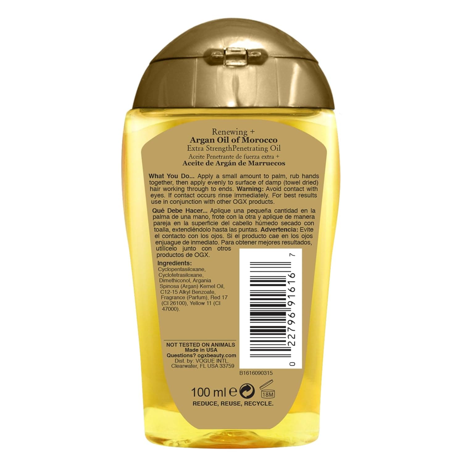 OGX Renewing + Argan Oil of Morocco Hair Oil, Extra Strength Penetrating Serum Treatment for Dry, Damaged, Frizzy, Curly & Coarse Hair, Cold-Pressed Argan Oil, Shine, 3.3 Fl Oz Unscented 3.3 Fl Oz (Pack of 1) - Image 8