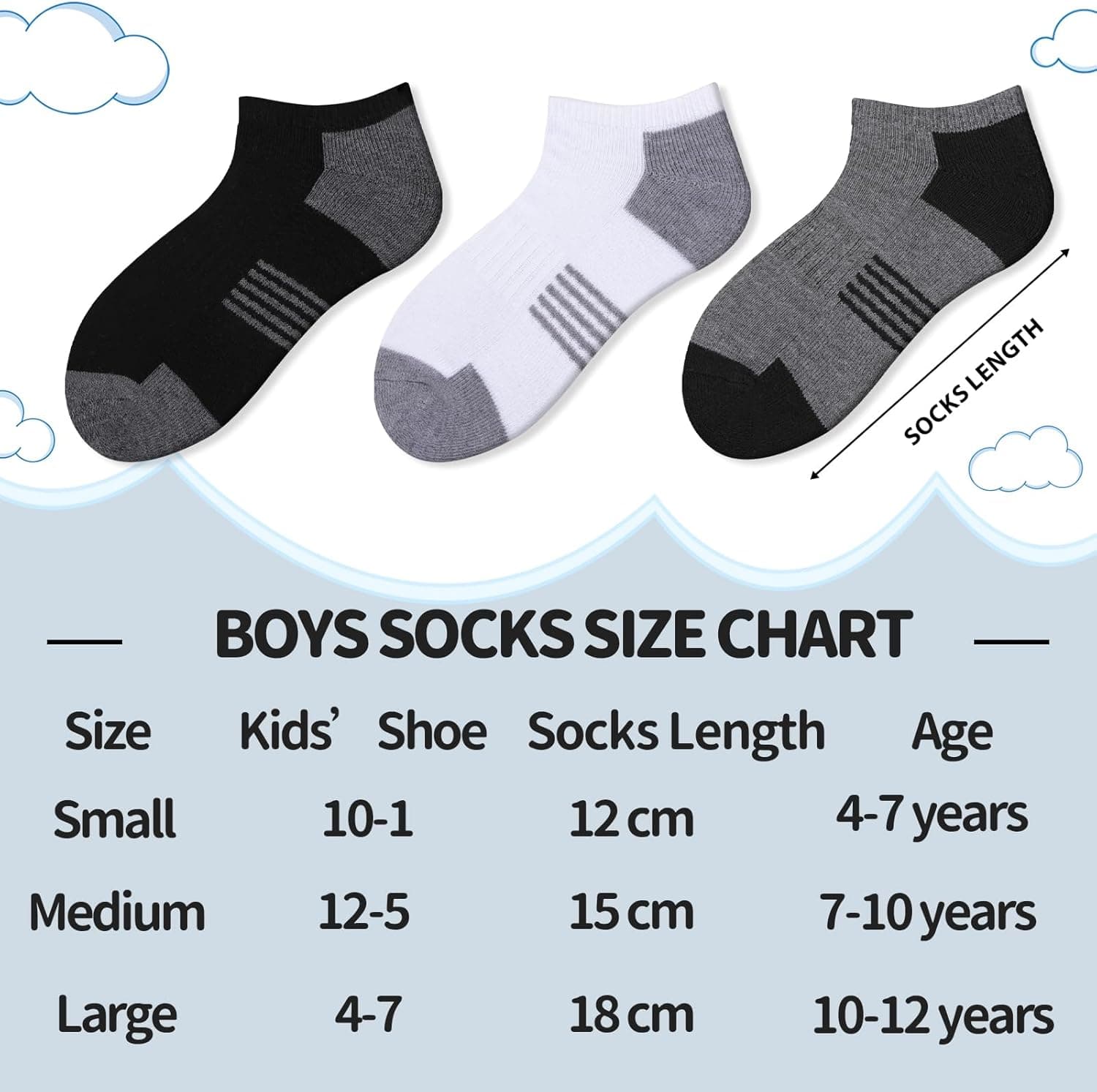 Comfoex 10 Pairs Boys Socks Low Cut Ankle Socks For Kids 8-10 4-6 6-8 Years Old Short Athletic Socks With Cushioned Sole 7-10 Years Black 10 Pairs - Image 2