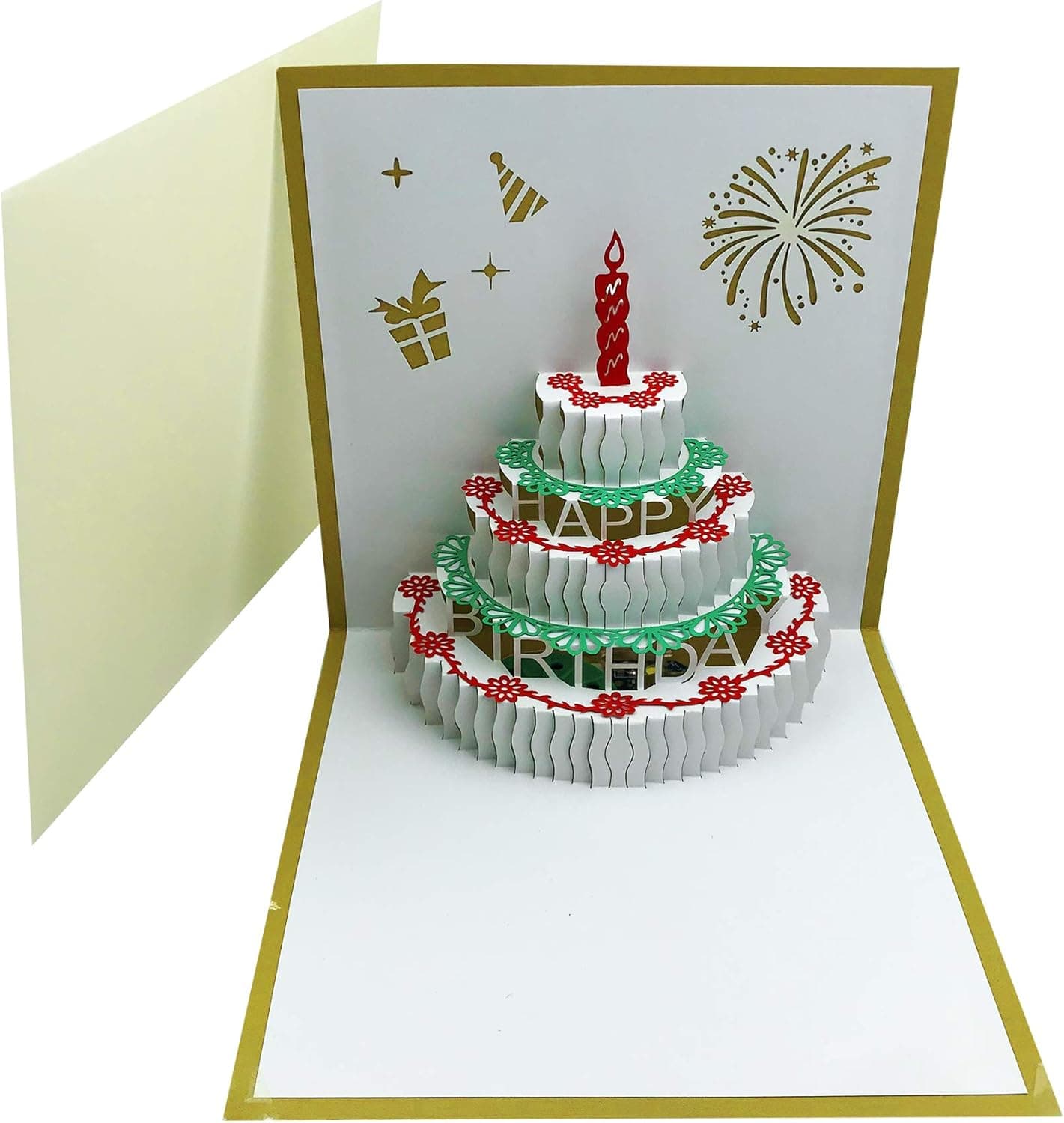 3D Pop Up Birthday Cards,Warming LED Light Birthday Cake Music Happy Birthday Card Postcards Pop Up Greeting Cards Happy Birthday Cards Best for Mom,Wife,Sister,Boy,Girl,Friends 1 Pack yellow card Warm light - Image 6