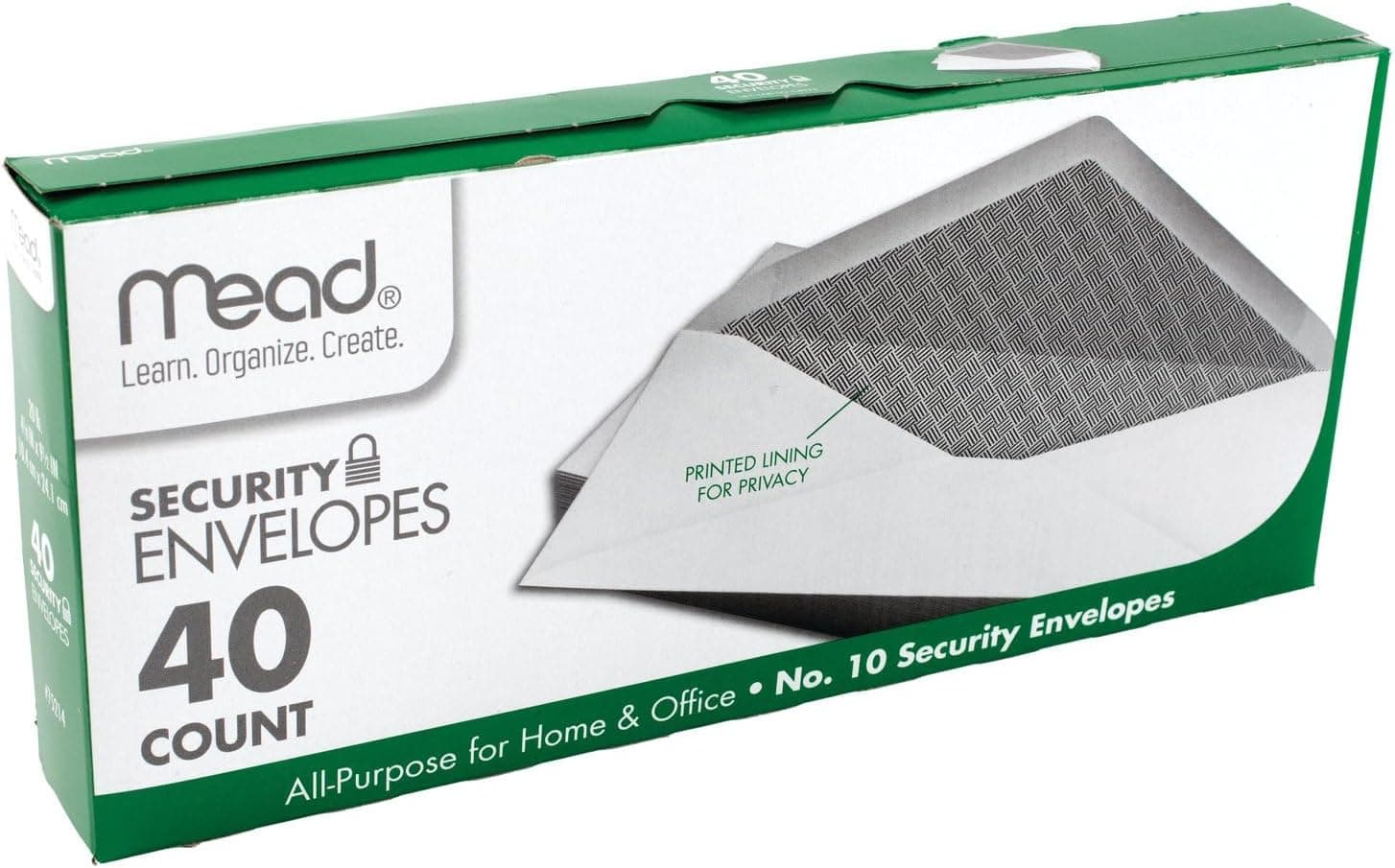 Mead #10 Envelopes, Letter Size, 4-1/8" x 9-1/2", Security Printed Lining for Privacy, Gummed Closure, Windowless, White All-Purpose for Home & Office Mail, 40 Count (75214) #10 (4-1/8" x 9-1/2") No Window - Image 4