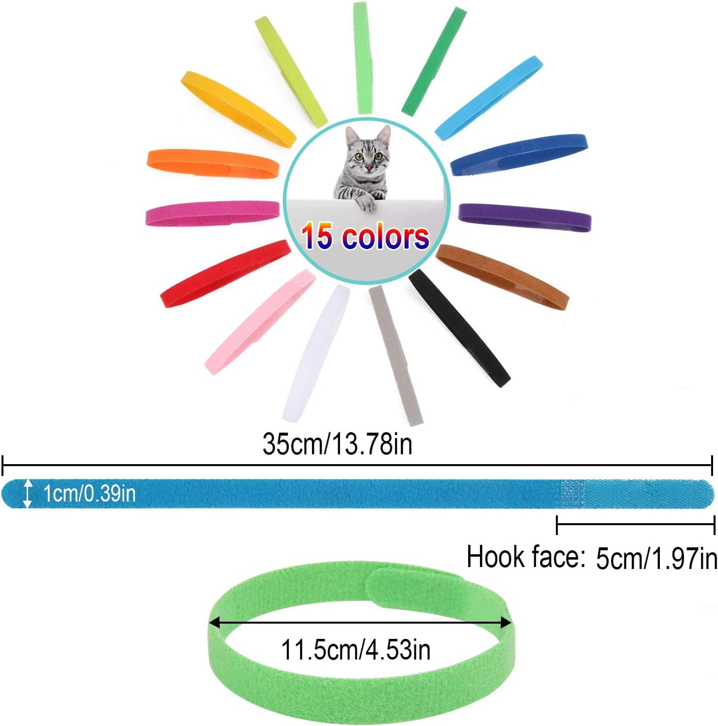 15 Pcs Puppy Whelping Collars Newborn Pet Collars Double-sided Soft Adjustable ID Bands Puppy Id Collars for Newborn Pet Dog Cat 15 Colors 15 Pcs -15 Colors - Image 3