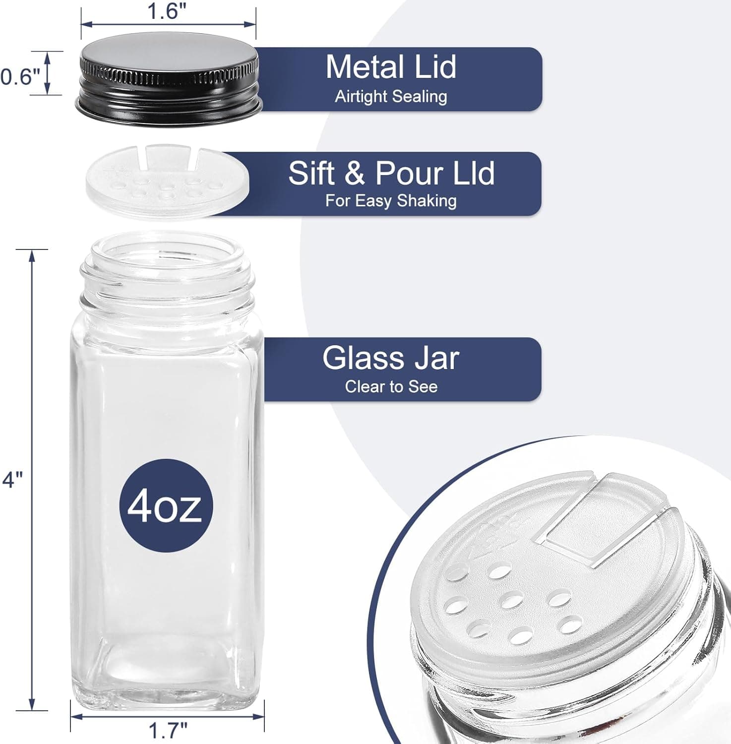 AOZITA Spice Rack Organizer for Cabinet, Spice Organizer with 28 Empty Spice Jars with Black Lids, Funnel, Spice Labels, Seasoning Organizer for Countertop, Cabinet, Kitchen, Pantry, Cupboard - Image 4