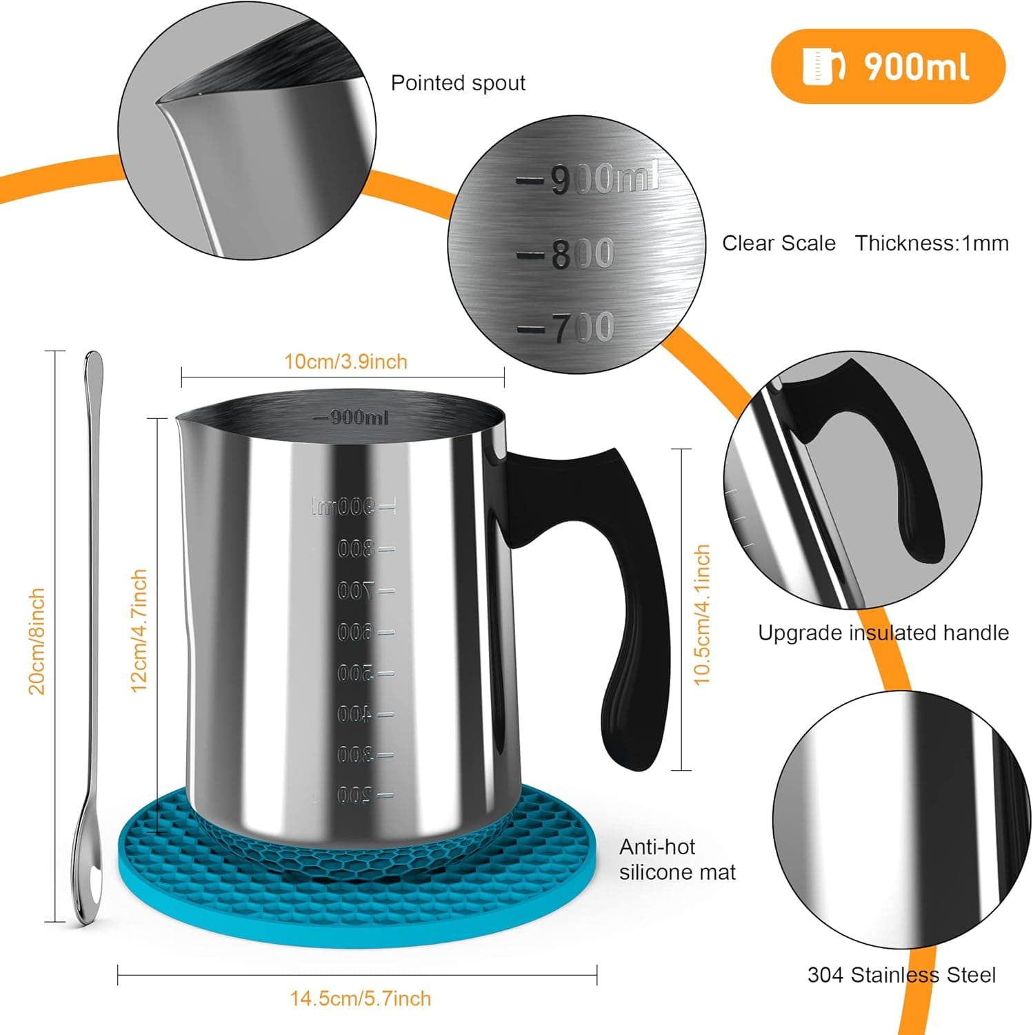 Ohcans 蜡烛制作套件，适合初学者，成人大豆蜡 DIY 蜡烛制作，配有 900ml 蜡烛倒入壶、蜡烛芯、蜡烛芯贴纸、蜡烛芯支架，初学者蜡烛制作套件 - Image 3