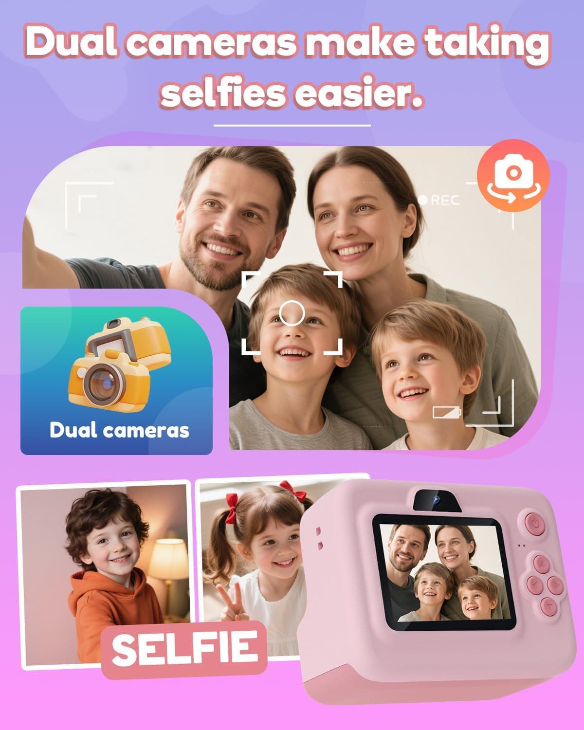 Kids Camera Instant Print,1080P Kids Instant Cameras That Print Photos,Christmas Birthday Gifts for Girls Age 3-12,Portable Toy for 3 4 5 6 7 8 9 10 Year Old Girls Boys Pink - Image 5