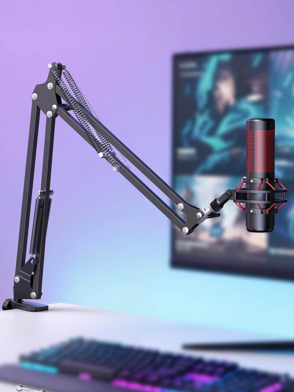 InnoGear Boom Arm Microphone Mic Stand for Blue Yeti HyperX QuadCast SoloCast Snowball Fifine Shure SM7B and other Mic, Medium Medium Black - Image 10