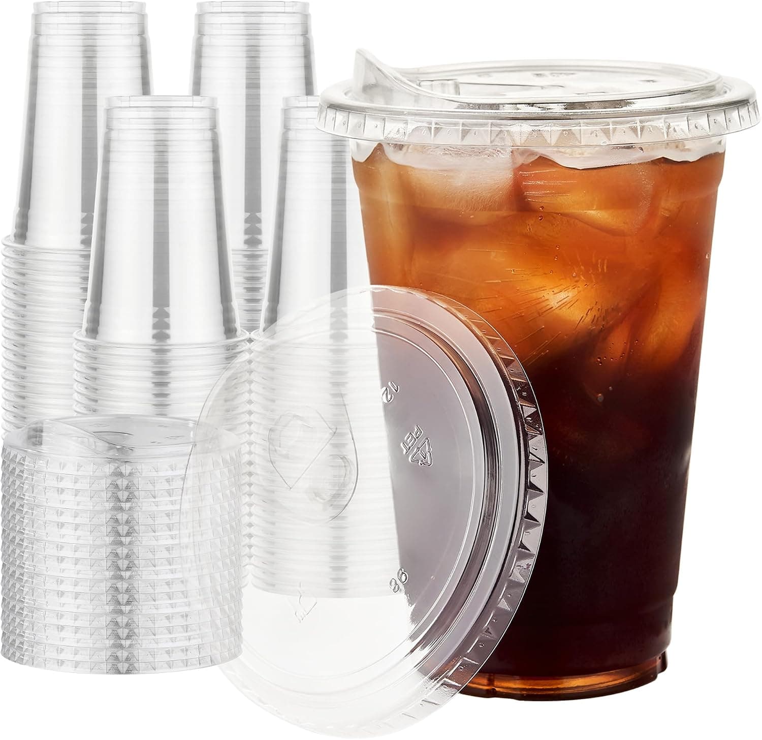 Amazon.com: VPACKDUO Plastic Cups with Lids 16 oz 100 pack, Clear Disposable Iced Coffee Cups with Strawless Sip Lids, Drink Cup for Cold Drinks, Iced Coffee : Health & Household