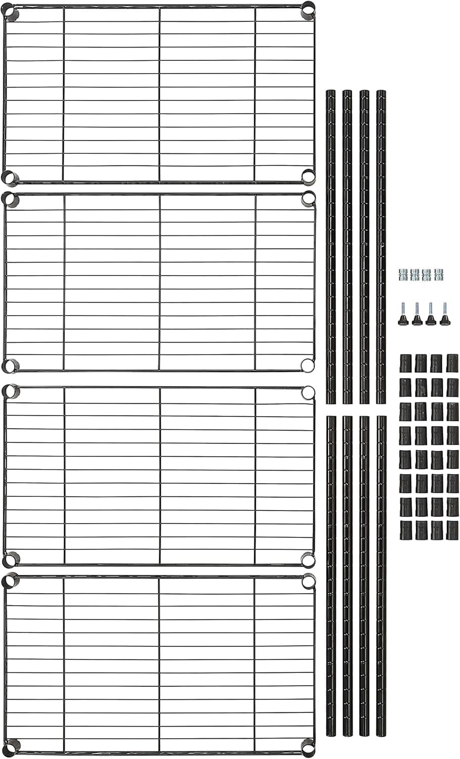 Amazon Basics 4-Shelf Steel Wire Storage Rack, Adjustable, Sturdy, Easy Assembly, 13.4 D x 23.2 W x 48 H in, Black 4-Shelf Narrow Black - Image 8