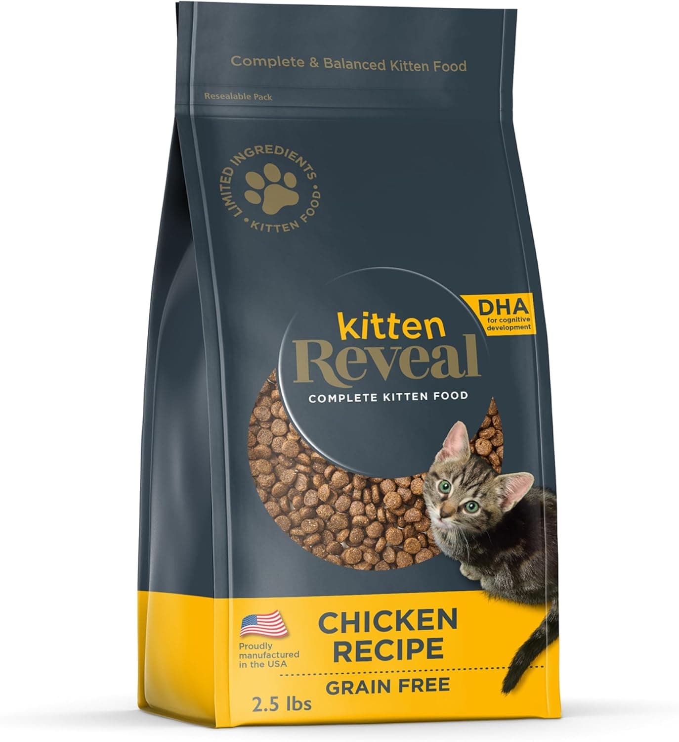 Reveal Natural Dry Kitten Food, High Protein, Grain Free with Added Vitamins & Minerals and DHA, Complete & Balanced Nutrition for Kittens, Chicken Recipe (2.5 Pound Bag) Chicken (Kitten) 2.5 Pound (Pack of 1) - Image 2