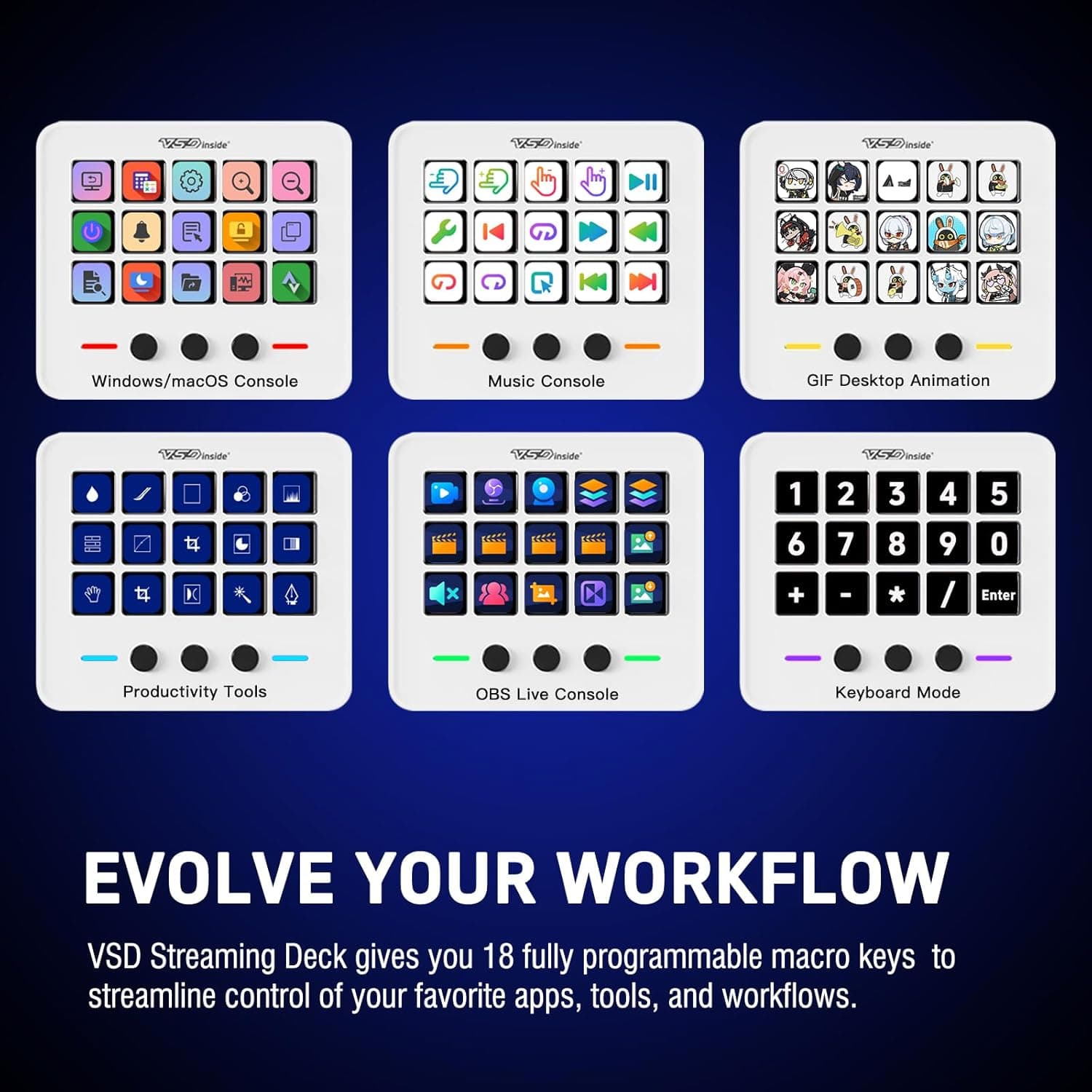 Macro Keypad, Stream Controller Deck Gaming Streaming Shortcut Keyboard, 18 Programmable Keys Customizable Visual AI Pad USB Soundboard for OBS, YouTube, Desk Office Setup, Laptop, PC, Mac - Image 4