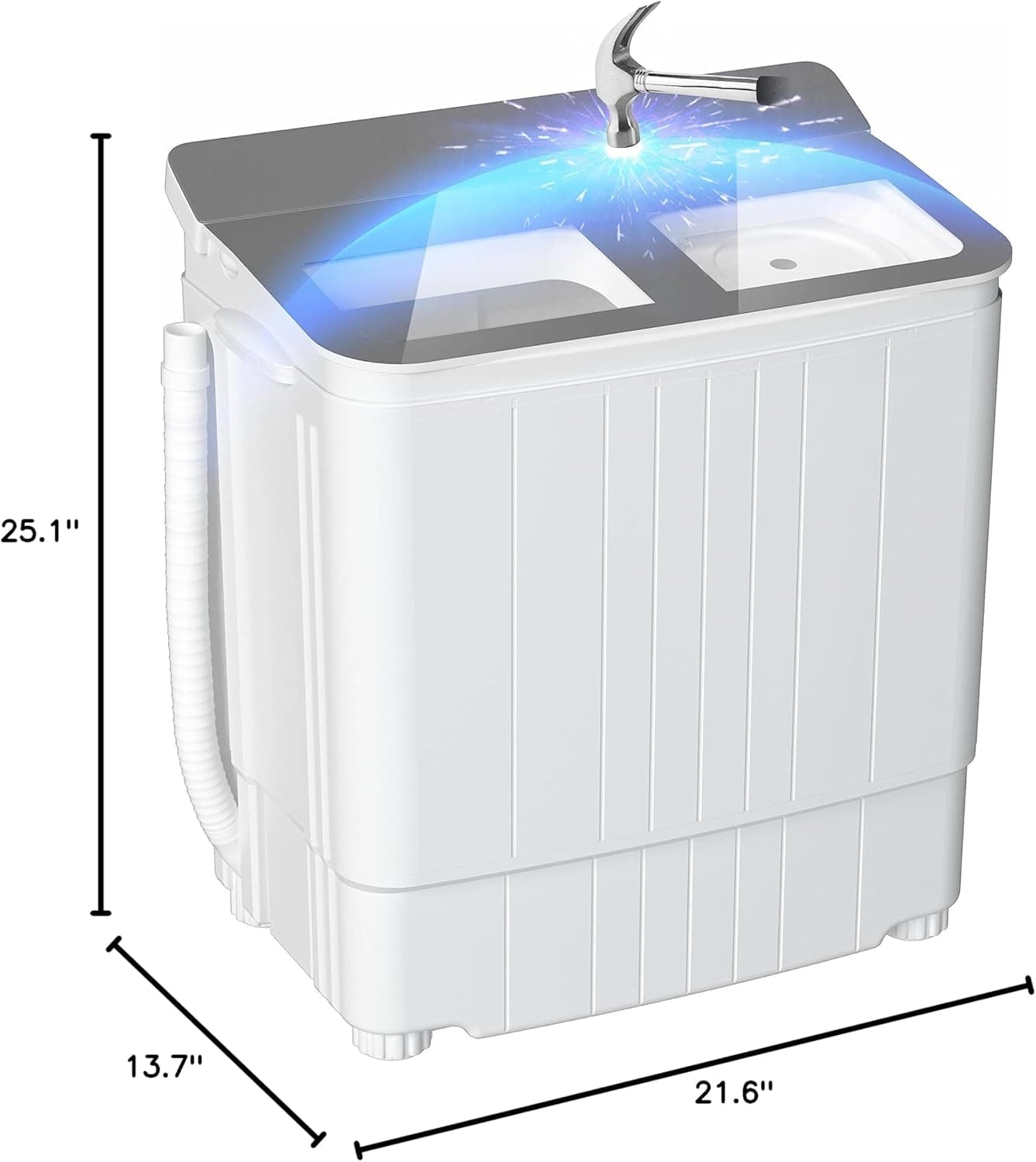Pataku Lavadora Portátil, Combo Mini Lavadora y Secadora Compacta de 17.6 Lbs, Lavadora de Doble Tubería con Ciclo de Centrifugado, Remojo - Image 11
