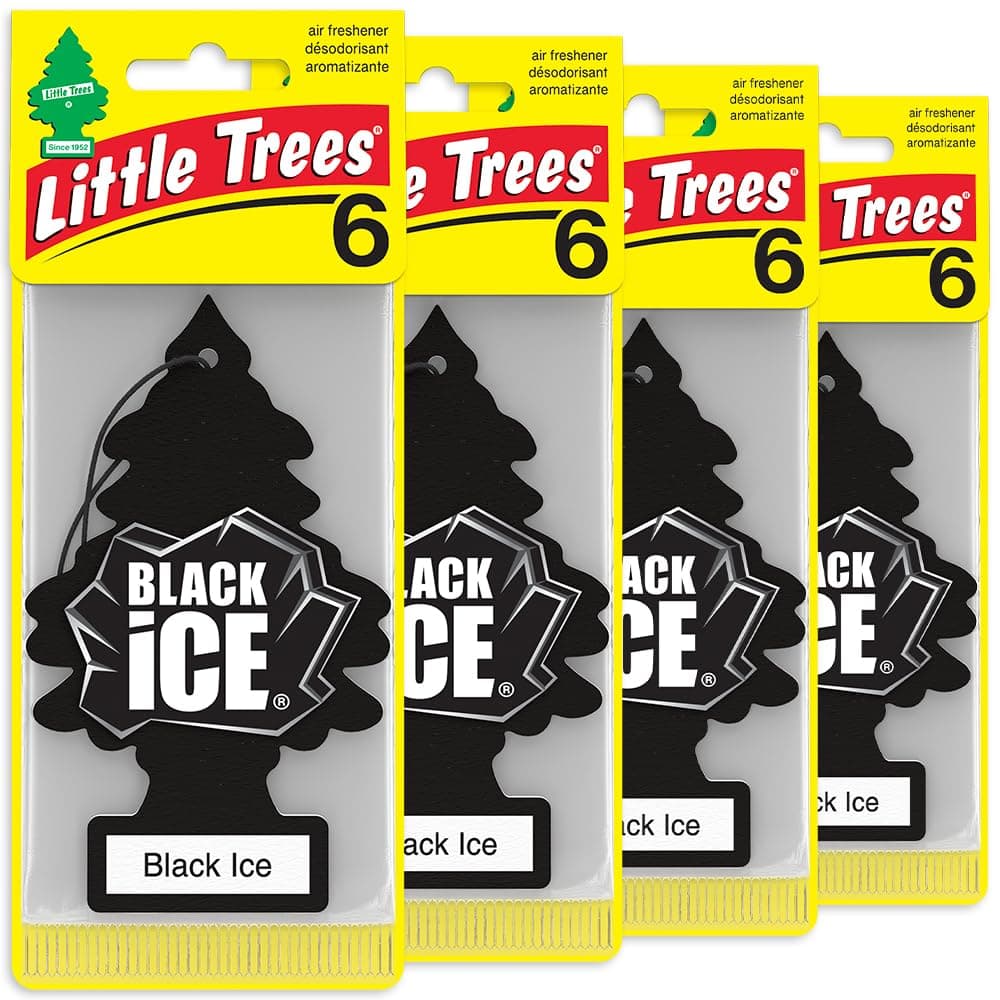 LITTLE TREES Car Air Freshener | Hanging Tree Nagbibigay ng Pangmatagalang Amoy para sa Auto at Bahay | Black Ice, 24 Air Fresheners - Image 2