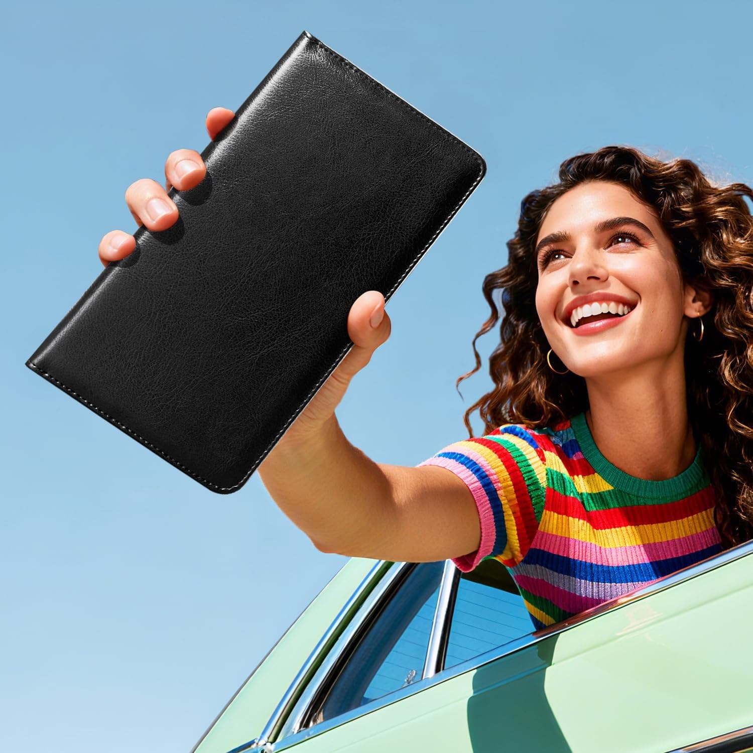 CoBak Soporte para Registro de Auto y Seguro - Organizador de Guanteras para Vehículos, Accesorios para Compartimentos de Autos y Camiones con Cierre Magnético para Licencia de Conducir, Tarjetas L-Cuero Negro - Image 7