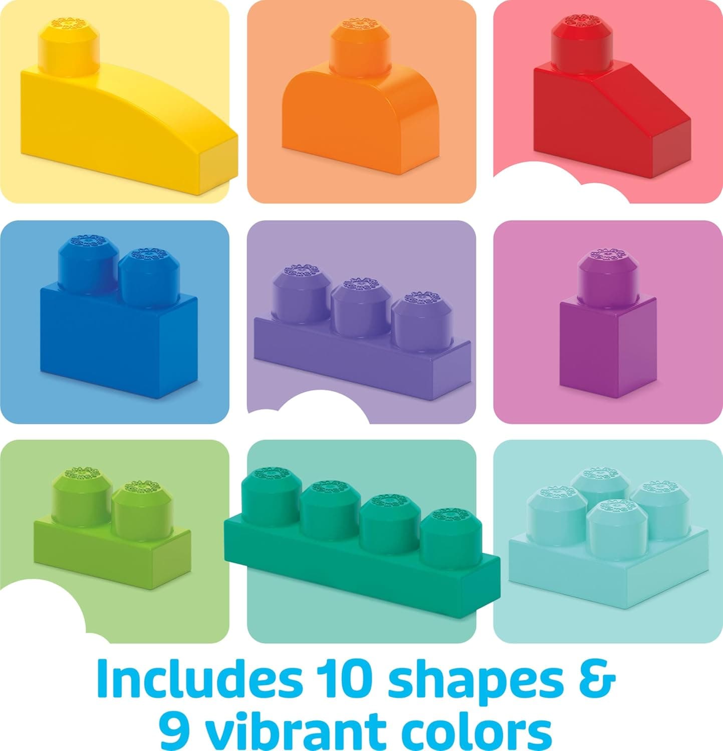 MEGA BLOKS First Builders Toddler Blocks Toys Set, Big Building Bag with 80 Pieces and Storage, Blue, Ages 1+ Years Blue Bag - Image 6