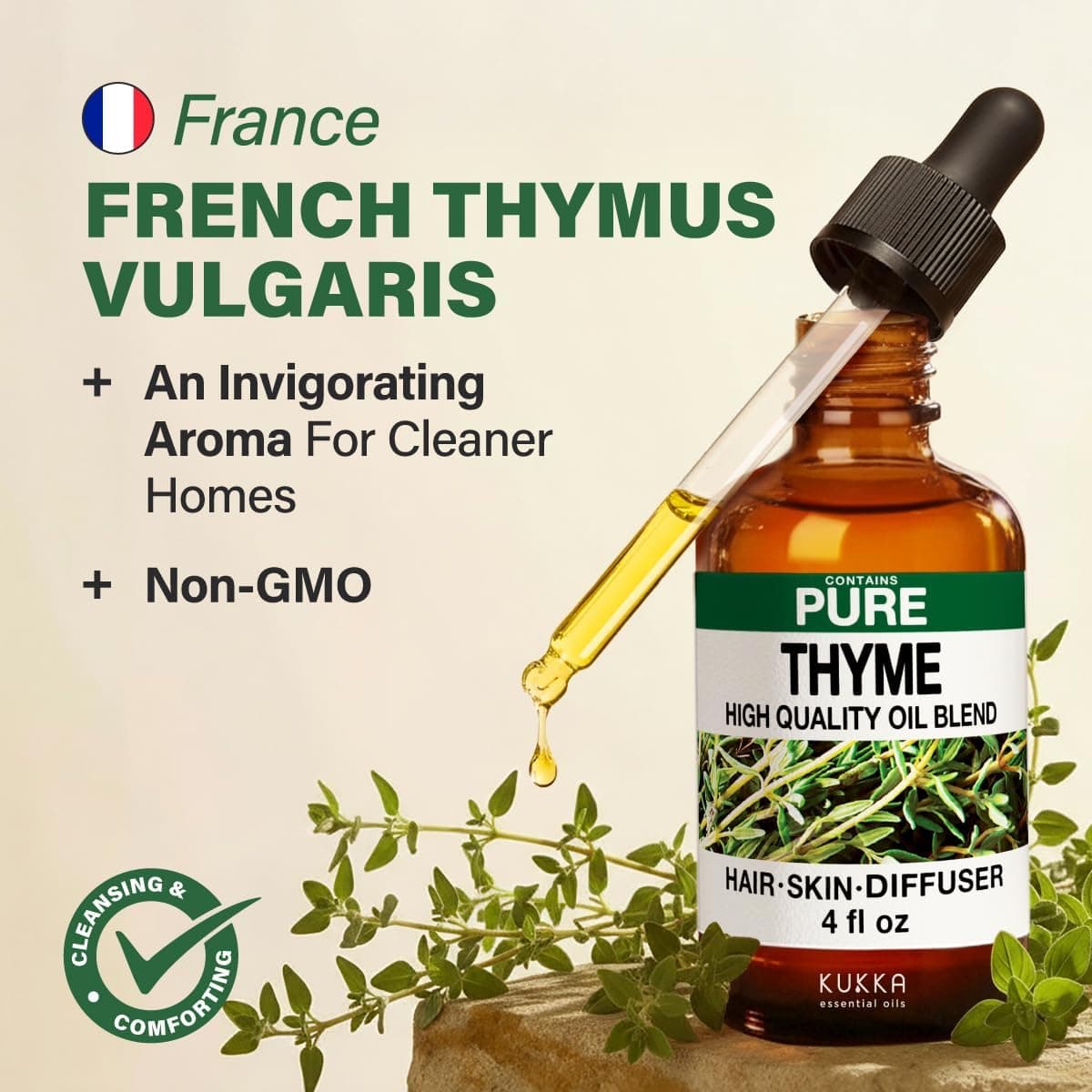 KUKKA Thyme Essential Oils - 4 Fl Oz - para sa Buhok, Balat, Diffuser, Aromatherapy & DIY Soap Making Scent Thyme 4.00 Fl Oz (Pack of 1) - Image 4