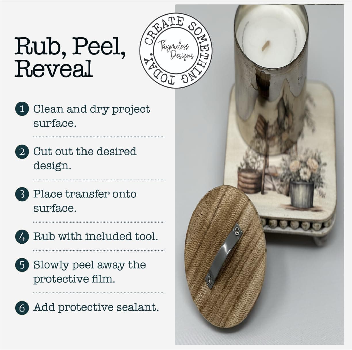 Rub on Transfers for Crafts and Furniture | 3 Design Sheets 6”x 12” | Home Decor Transfers | Furniture and Craft Decals | by Thymeless Designs (Farmhouse) - Image 9