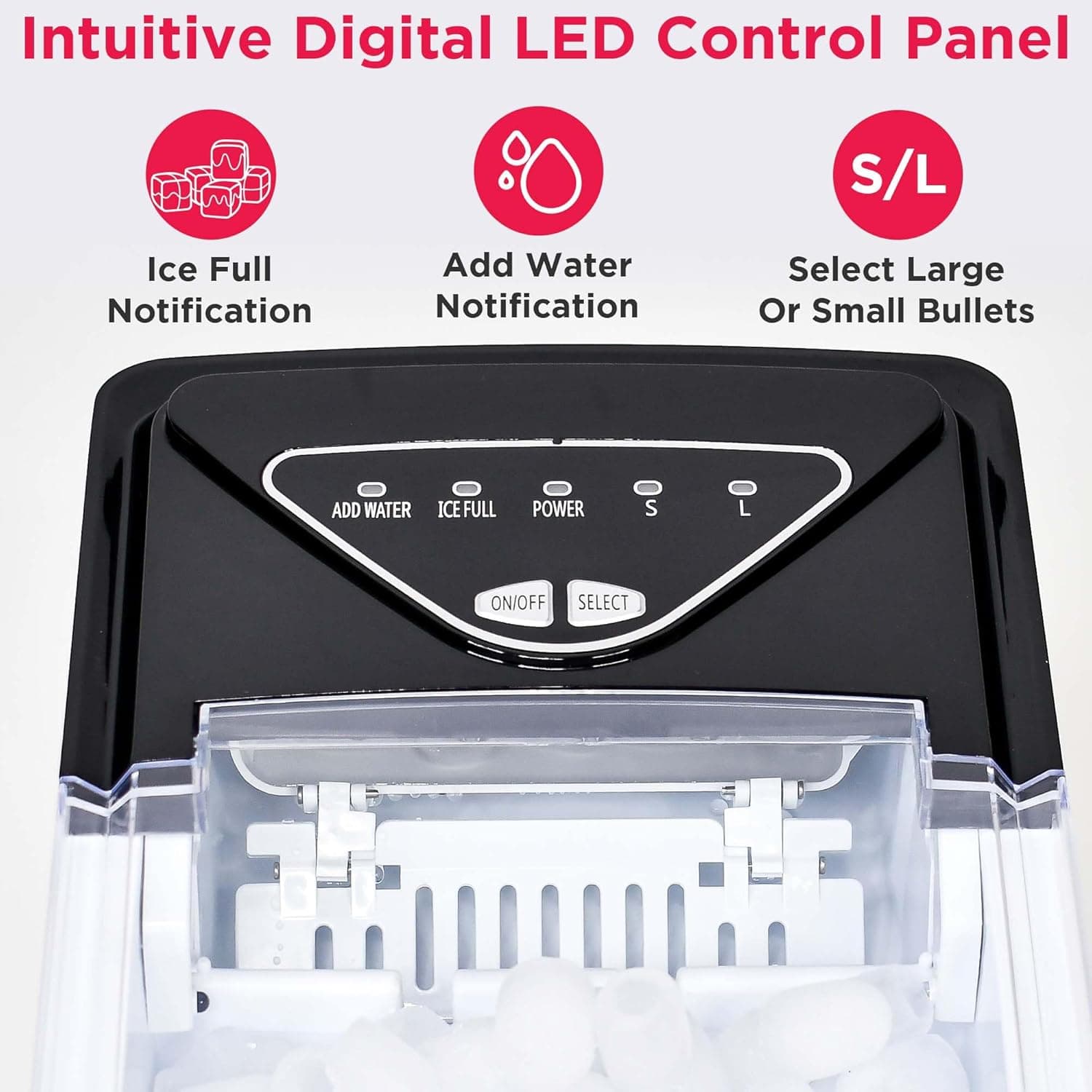 Frigidaire EFIC123-SSBLACK Compact Countertop Ice Maker, 26lbs of Ice per Day, Black Stainless Black Stainless Maker - Image 6