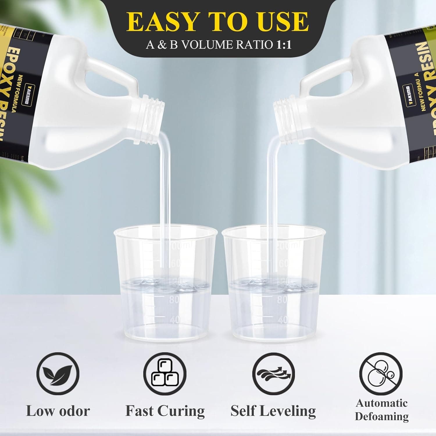 TAKIMO 1 Gallon 3×UV Resistant Resin Kit,No Bubble & Crystal Clear Epoxy Resin for Coating, Casting, Table Top,DIY, Bar Top, River Tables, Resin Art, Wood with High Gloss Finish - Image 3