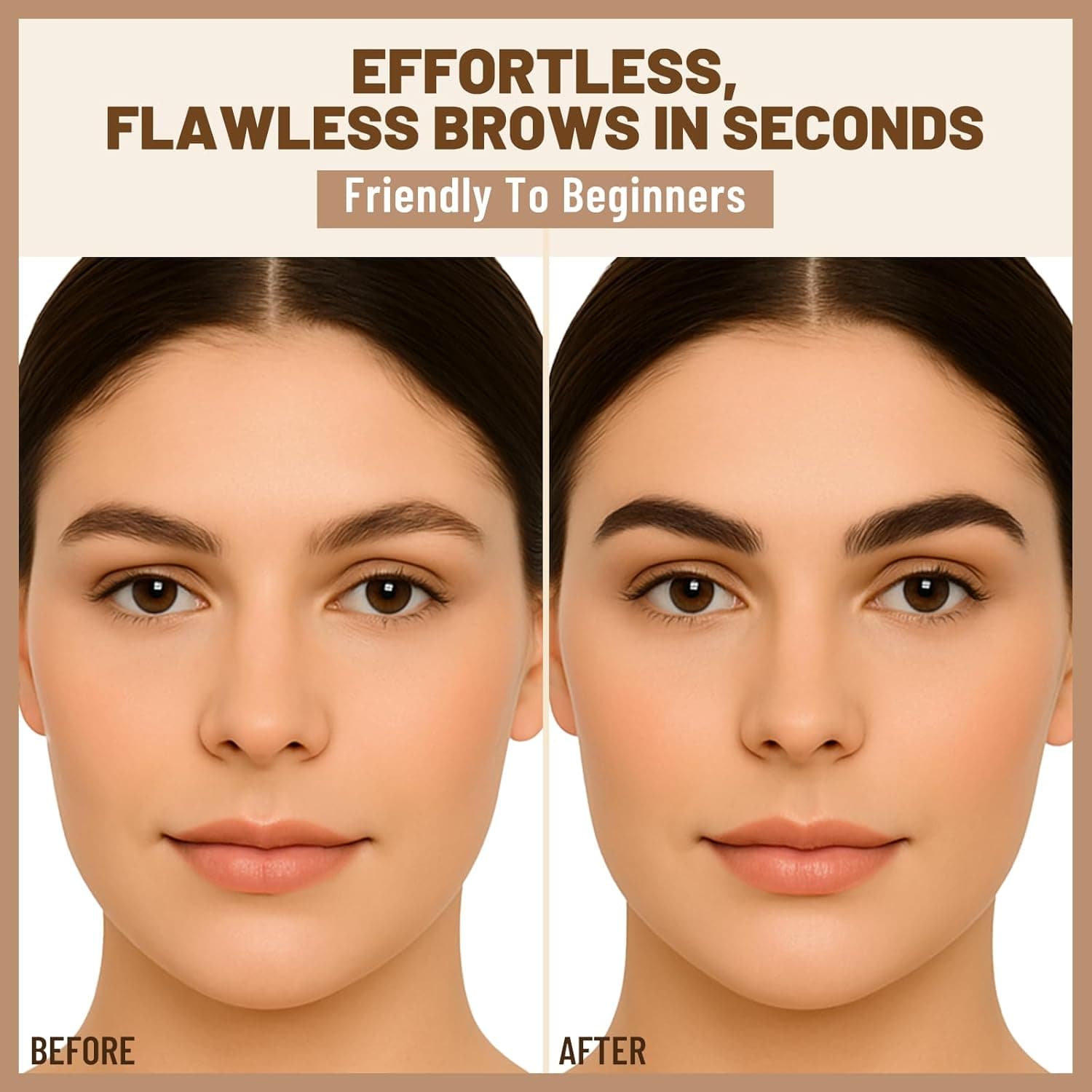 UCANBE 25PCS Eyebrow Stamp Stencil Kit With Dual-Color Eyebrow Stamp Pomade,20 Reusable Eyebrow Stencils,Finising Powder,Brush,Eyebrow Razor,Zipper Pouch,Waterproof Eye Brow Stamping and Shaping Kit04 Dark Brown+Black Brown - Image 5