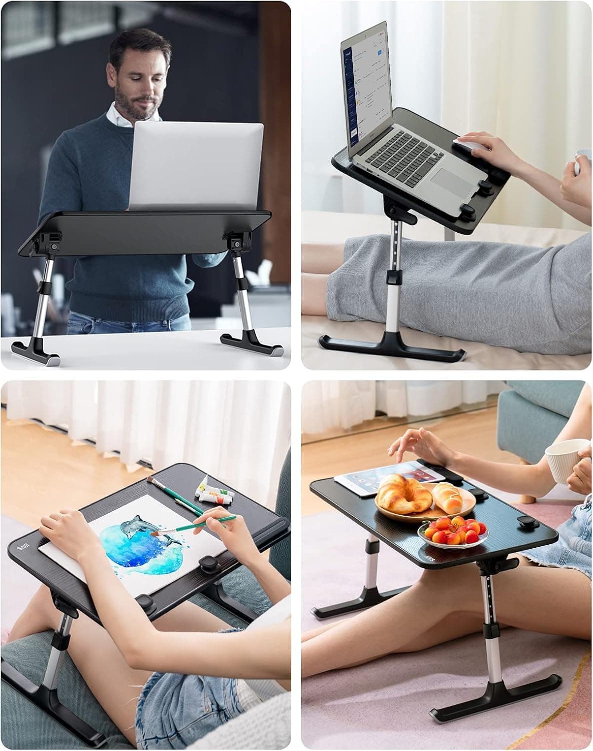 SAIJI Height & Angle Adjustable Laptop Stand for Bed, Lap Desk Bed Tray Table, Light Weight Foldable Portable Laptop Table for Couch Sofa Chair Floor Desk for Adults, Kids (Black) Black 20.5 x 11.8 In - Image 10