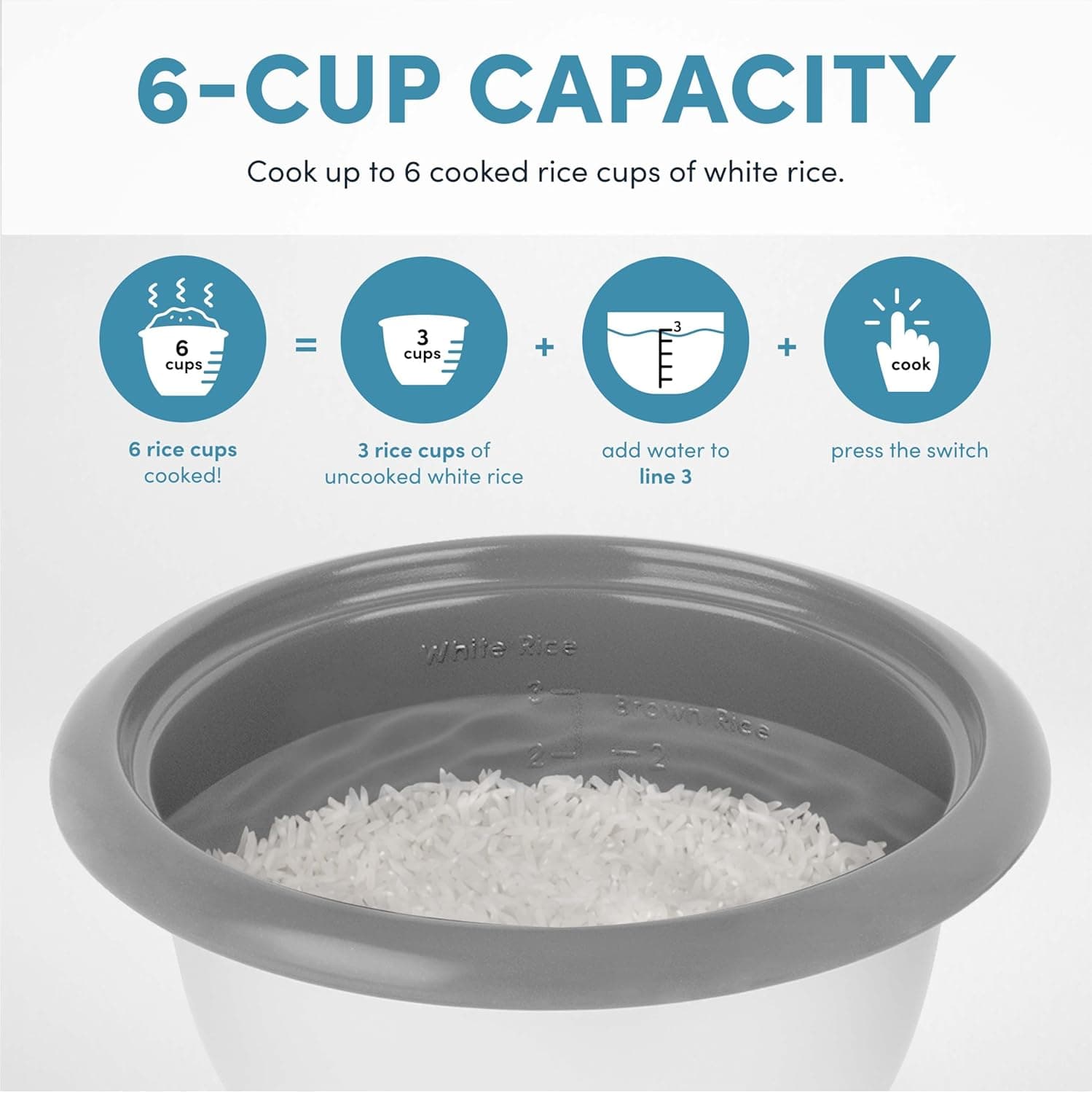 Aroma Housewares 1.5Qt. Rice & Grain Cooker (ARC-363NGB),Black,6-Cup Cooked / 3-Cup Uncooked Black 1.5Qt (3-Cup Uncooked / 6-Cup Cooked) - Image 6