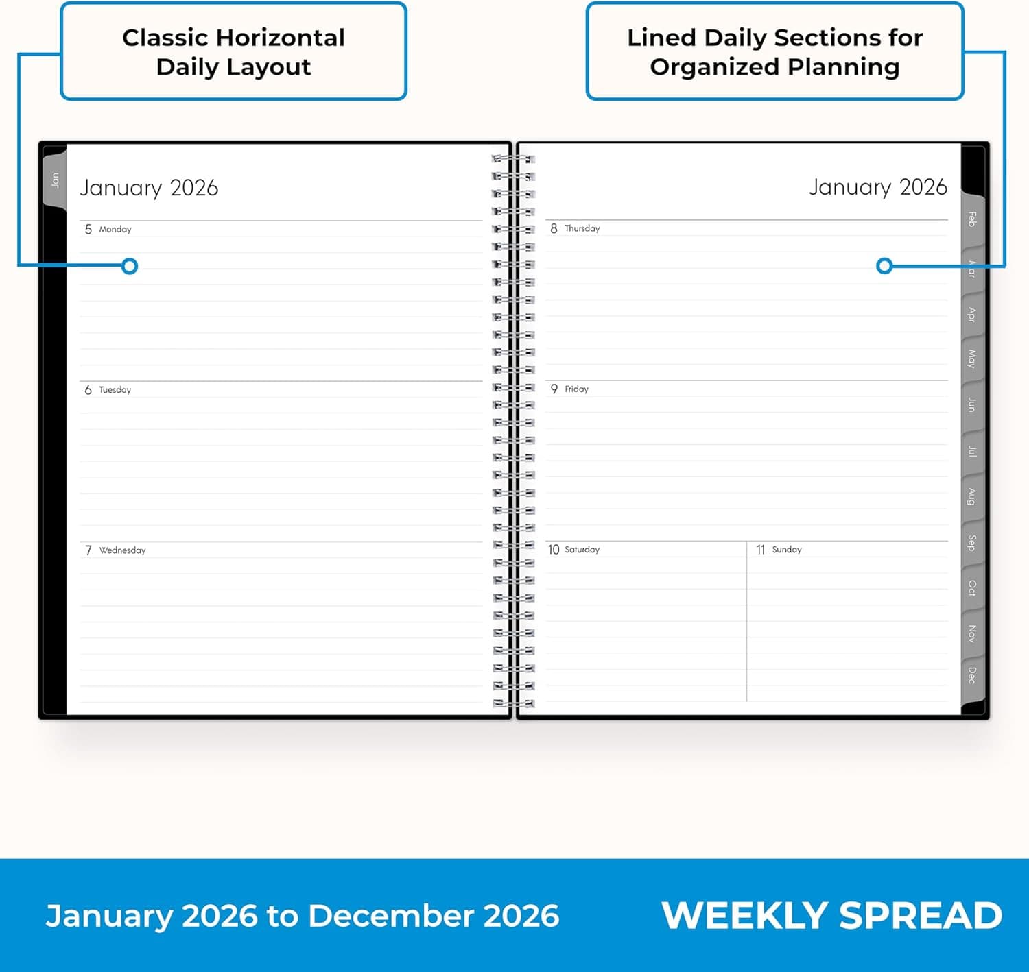 Blue Sky 2026 Weekly and Monthly Planner Calendar, Includes January 2026 - December 2026, 8.5" x 11", Flexible Cover, Wirebound, Laminated Tabs, Storage Pocket, Enterprise 8.5" x 11" Enterprise- 2026 - Image 4