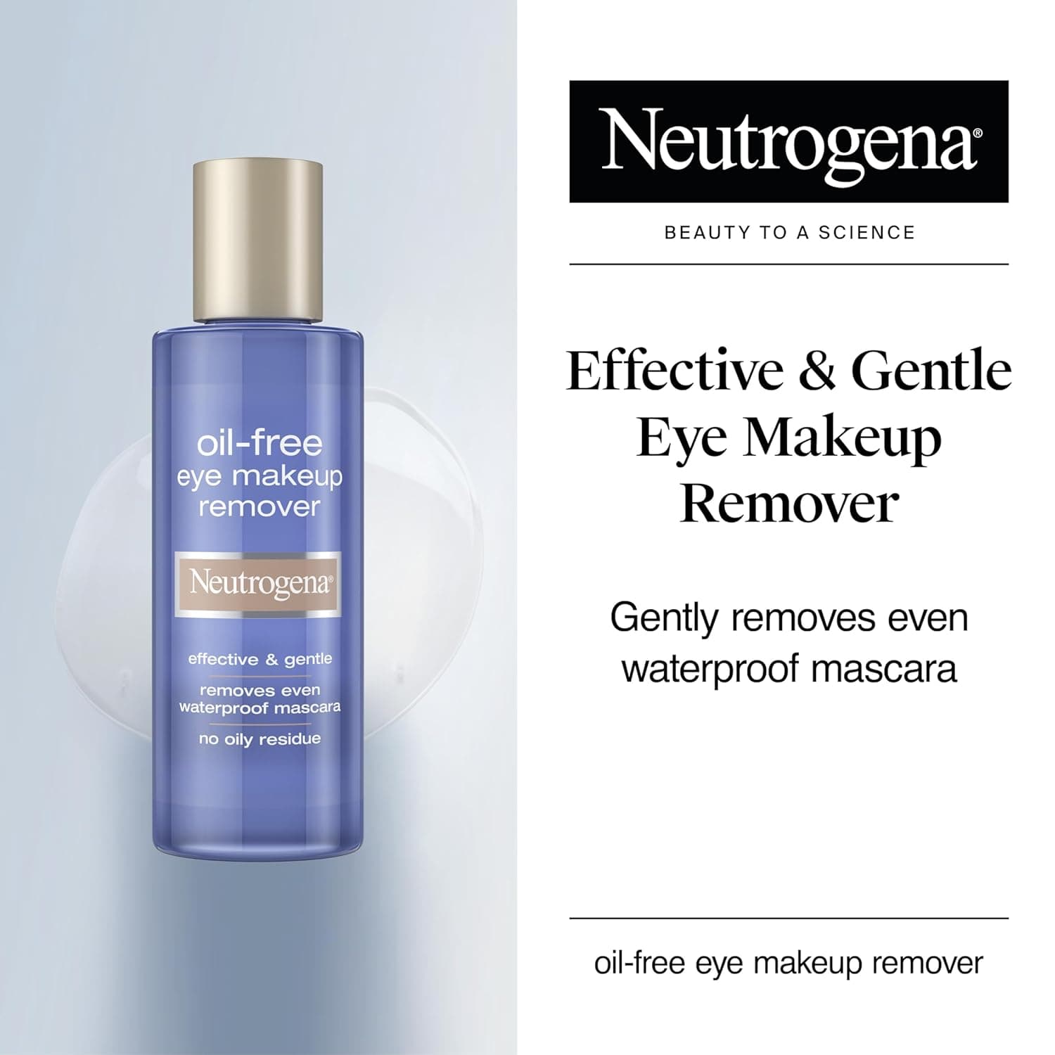 Neutrogena Gentle Oil-Free Eye Makeup Remover & Cleanser for Sensitive Eyes, Non-Greasy Makeup Remover, Waterproof Mascara Remover, Dermatologist & Ophthalmologist Tested, 8 fl. oz 8 Fl Oz (Pack of 1) - Image 3