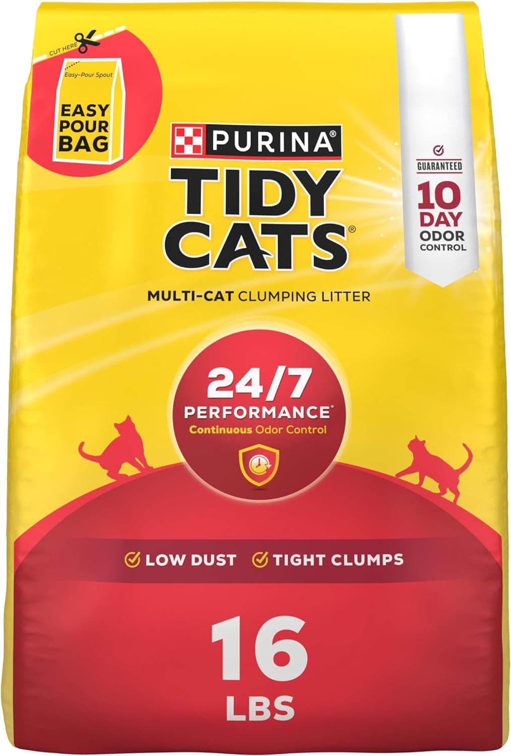 Purina Tidy Cats Clumping Cat Litter Odor Control, 24/7 Performance Multi Cat Litter - 16 lb. Bag 16 Pound (Pack of 1) - Image 2