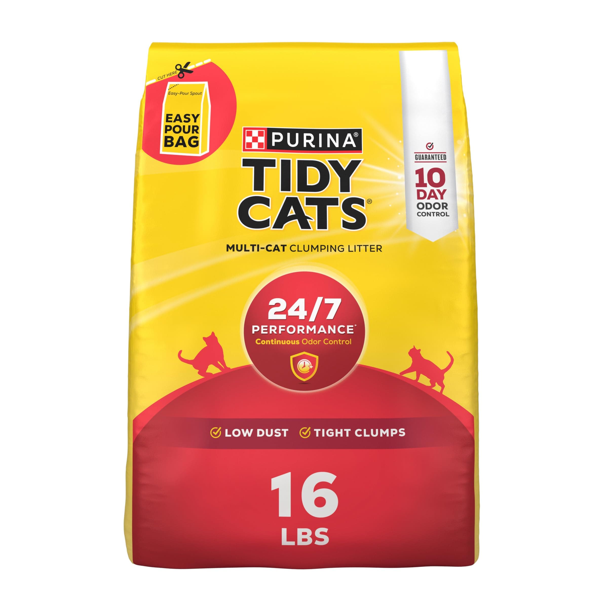 Purina Tidy Cats Clumping Cat Litter Odor Control, 24/7 Performance Multi Cat Litter - 16 lb. Bag 16 Pound (Pack of 1)