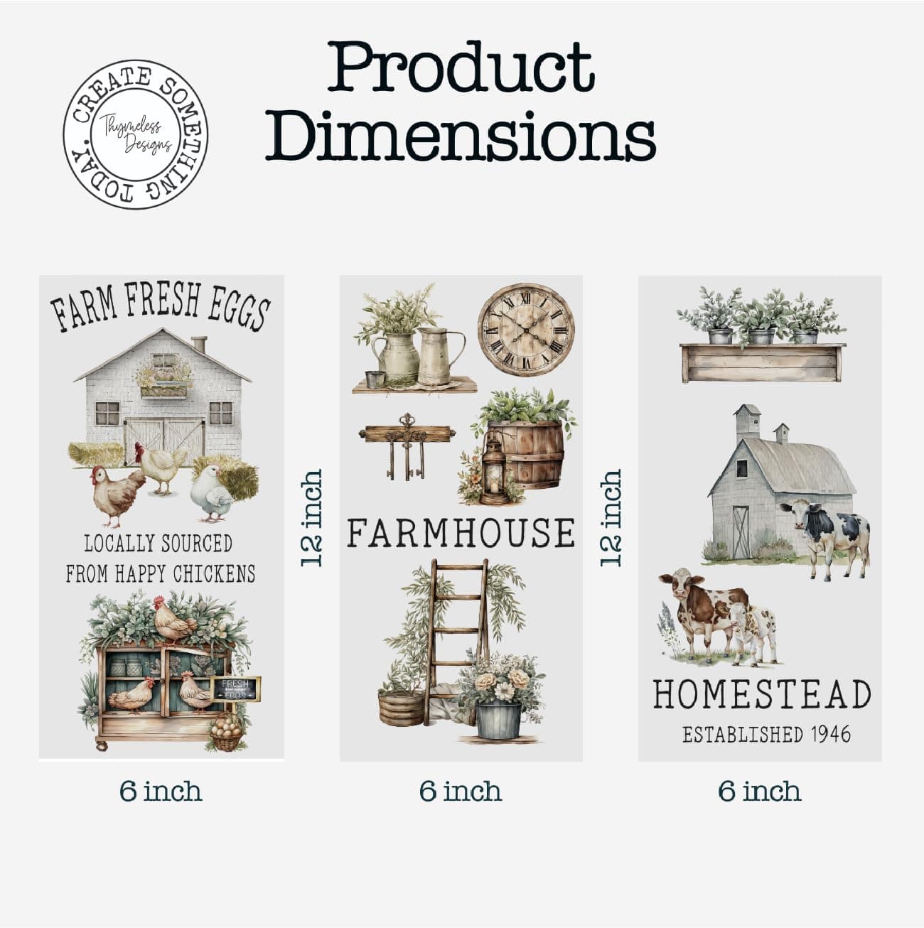 Rub on Transfers for Crafts and Furniture | 3 Design Sheets 6”x 12” | Home Decor Transfers | Furniture and Craft Decals | by Thymeless Designs (Farmhouse) - Image 6