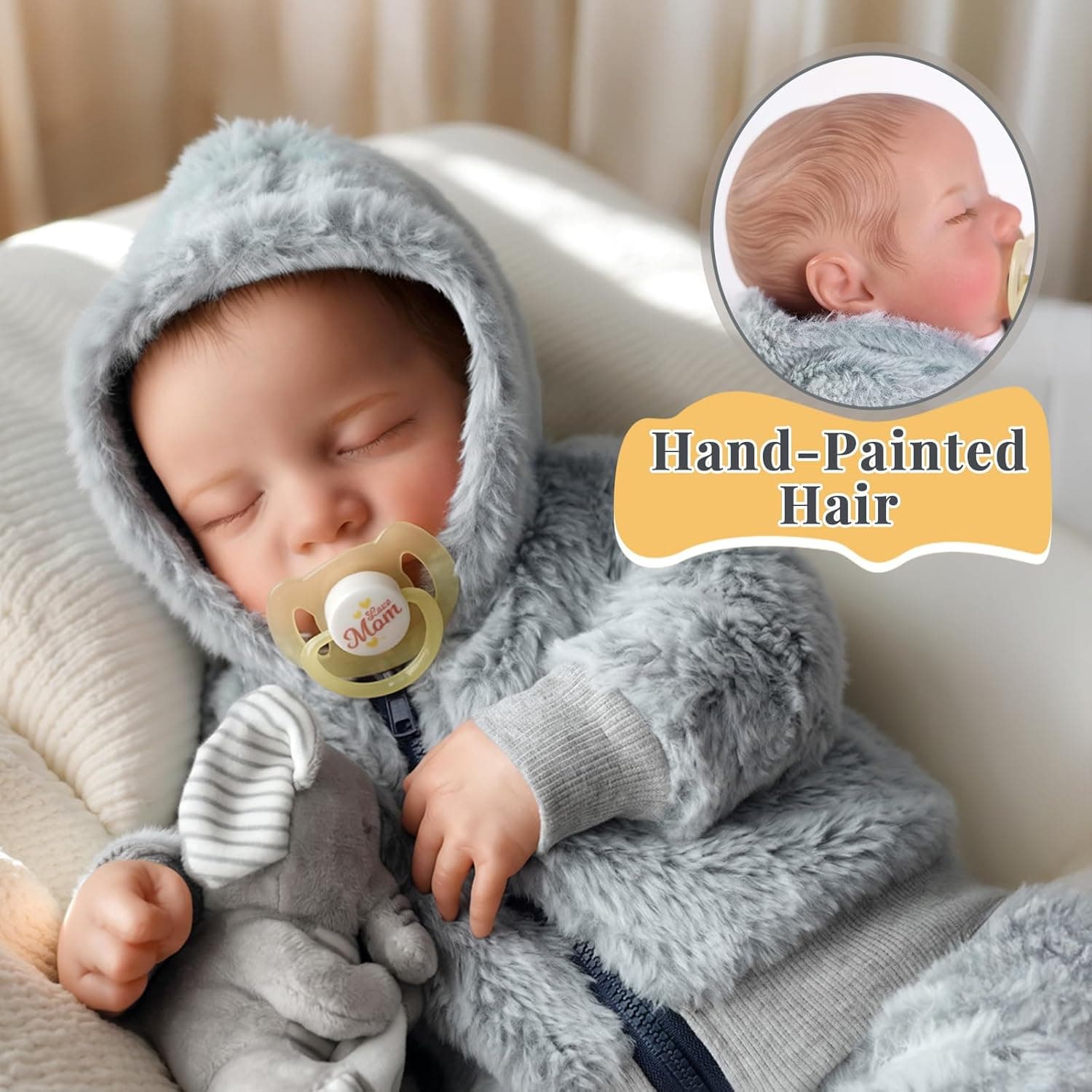 BABESIDE Lifelike Reborn Baby Dolls Silicone Full Body Boys - 17-Inch Real Baby Feeling Realistic-Newborn Baby Doll Full Body Vinyl Real Life Baby Dolls with Toy & Gift Box for Kids Grey - Image 3