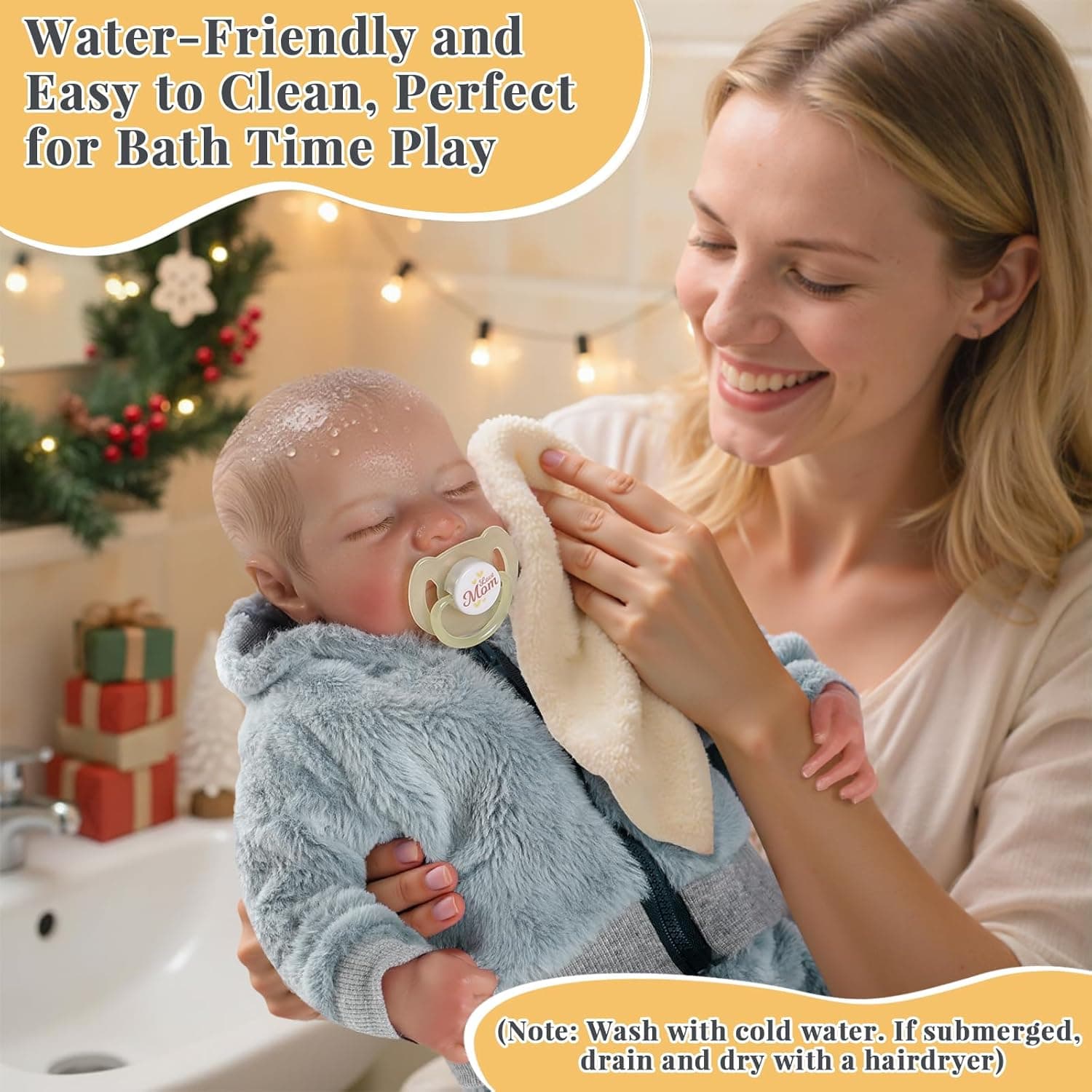 BABESIDE Lifelike Reborn Baby Dolls Silicone Full Body Boys - 17-Inch Real Baby Feeling Realistic-Newborn Baby Doll Full Body Vinyl Real Life Baby Dolls with Toy & Gift Box for Kids Grey - Image 6