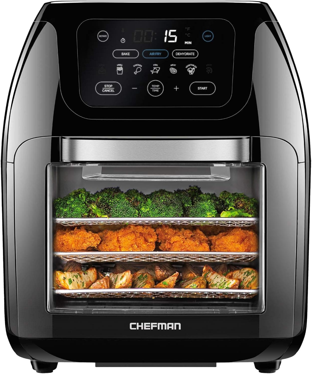 CHEFMAN Multifunctional Digital Air Fryer+ Rotisserie, Dehydrator, Convection Oven, 17 Touch Screen Presets Fry, Roast, Dehydrate, Bake, XL 10L Family Size, Auto Shutoff, Large Easy-View Window, Black 10 Quart Black - Image 2