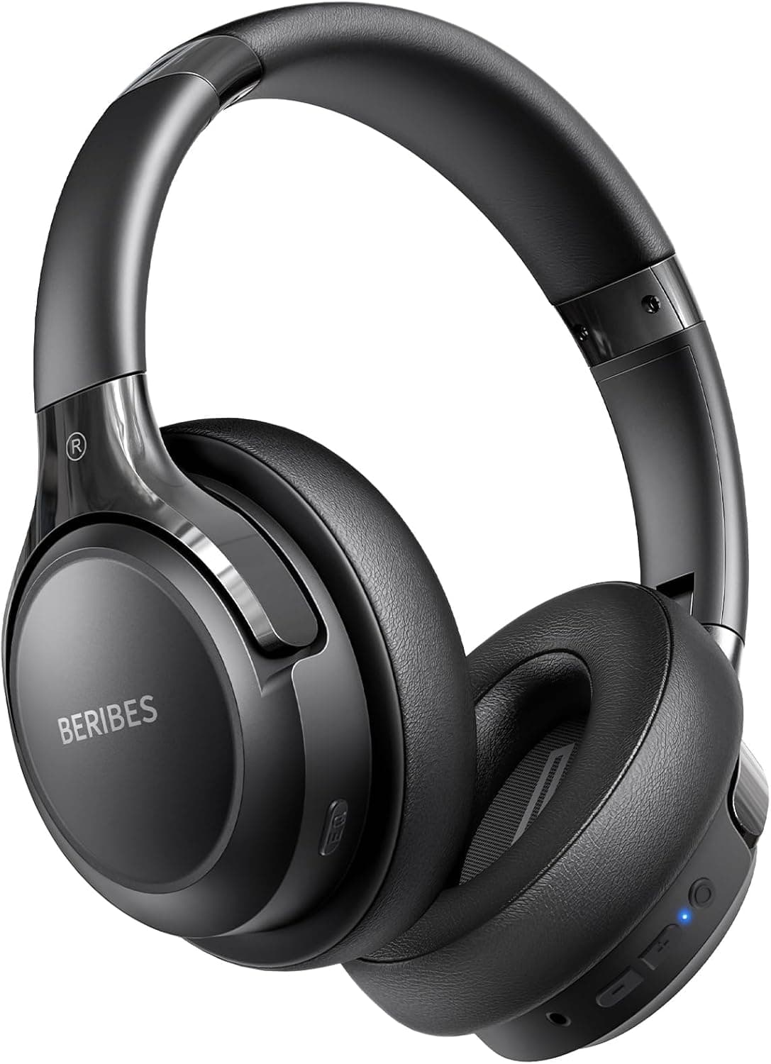 BERIBES Bluetooth Headphones Over Ear, 65H Playtime and 6 EQ Music Modes Wireless Headphones with Microphone, HiFi Stereo Foldable Lightweight Headset, Deep Bass for Home Office Cellphone PC Ect. Black - Image 2