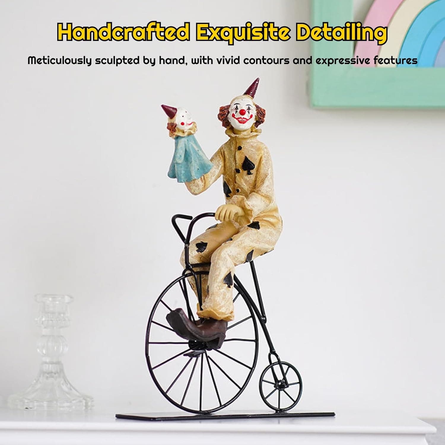 Clown Figurine Clown Statue Sculpture Collection Statuette Desk Ornament for Table Centerpiece Cabinet Dining Room Decor Gift, Style C - Image 10