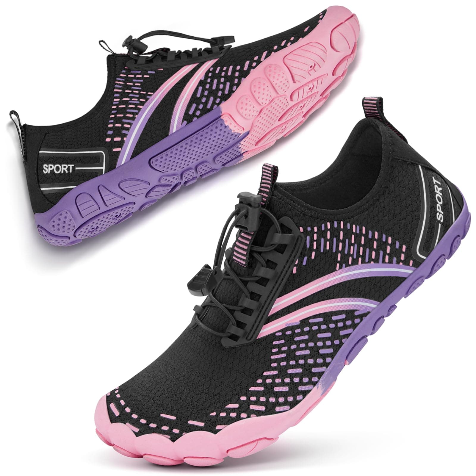 ATHMILE Hiking Barefoot Water Shoes for Women Men Beach Swim Aqua Pool River Quick Dry Athletic Wide Toe Outdoor Sport Kayaking Boating Rock Climbing Yoga Lake A Pink 7.5 Women/6 Men